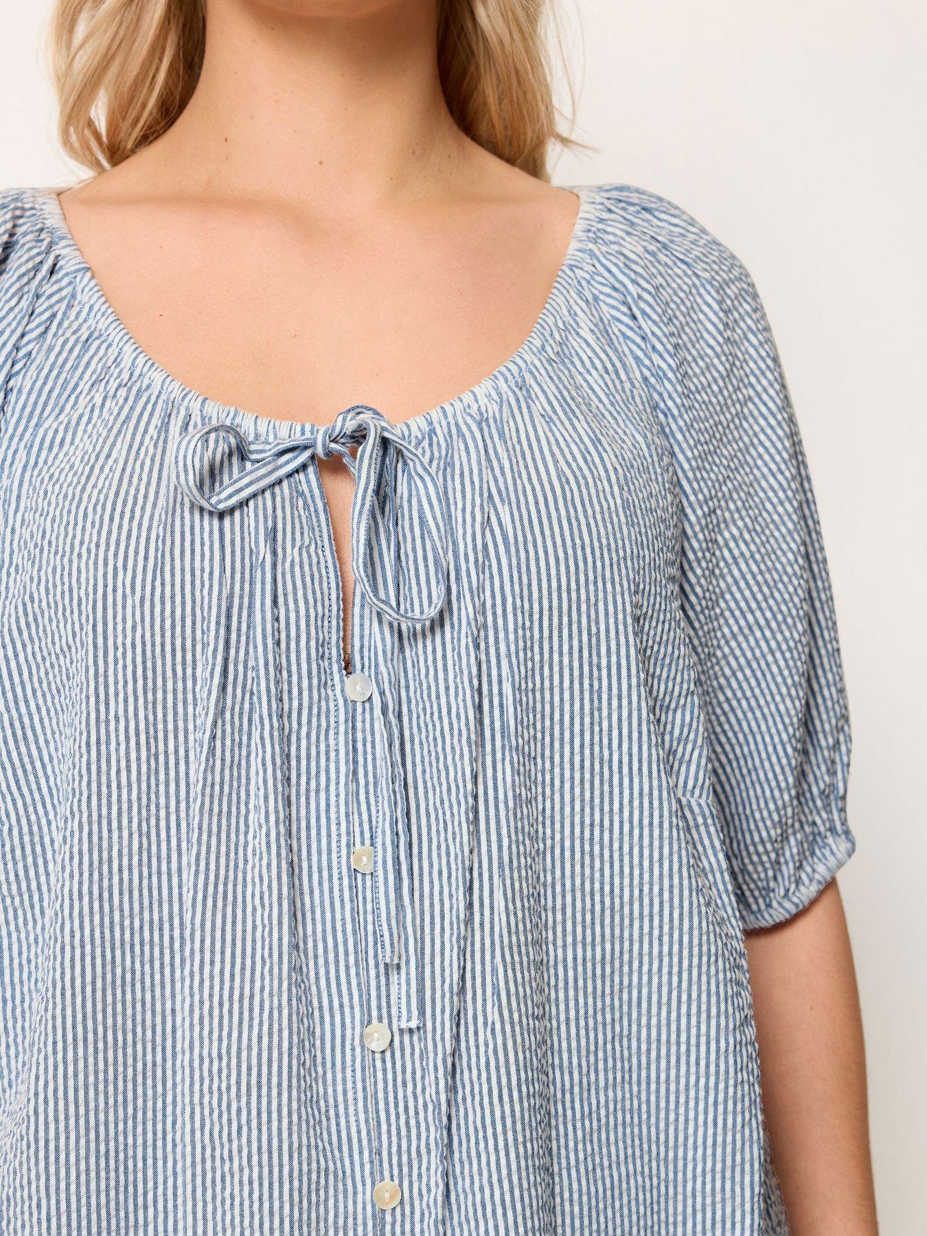Image 4 of 4 of Yours Curve Stripe Gypsy Top - Blue