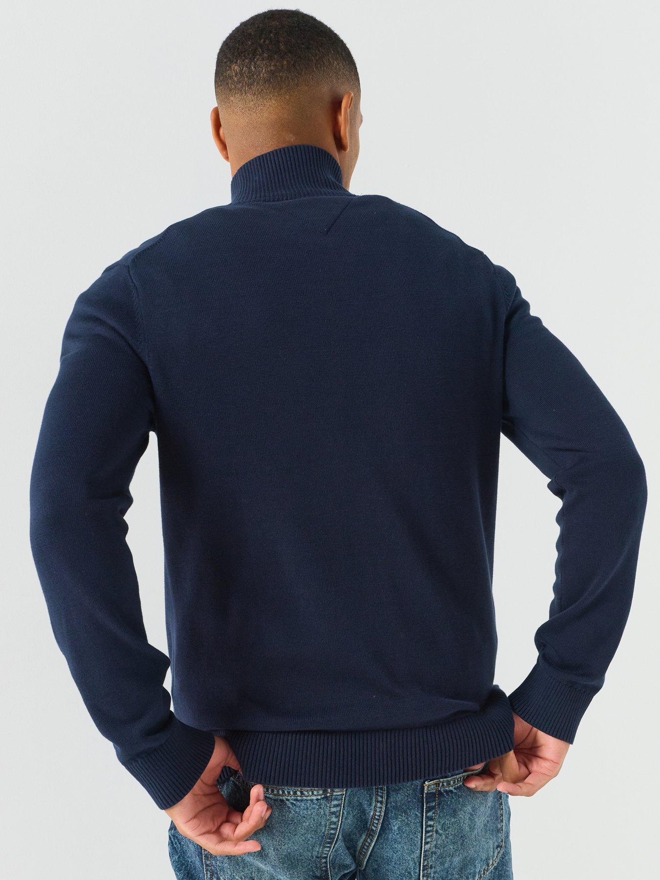Image 2 of 6 of Tommy Jeans Slim Essentials 1/4 Knitted Jumper - Blue