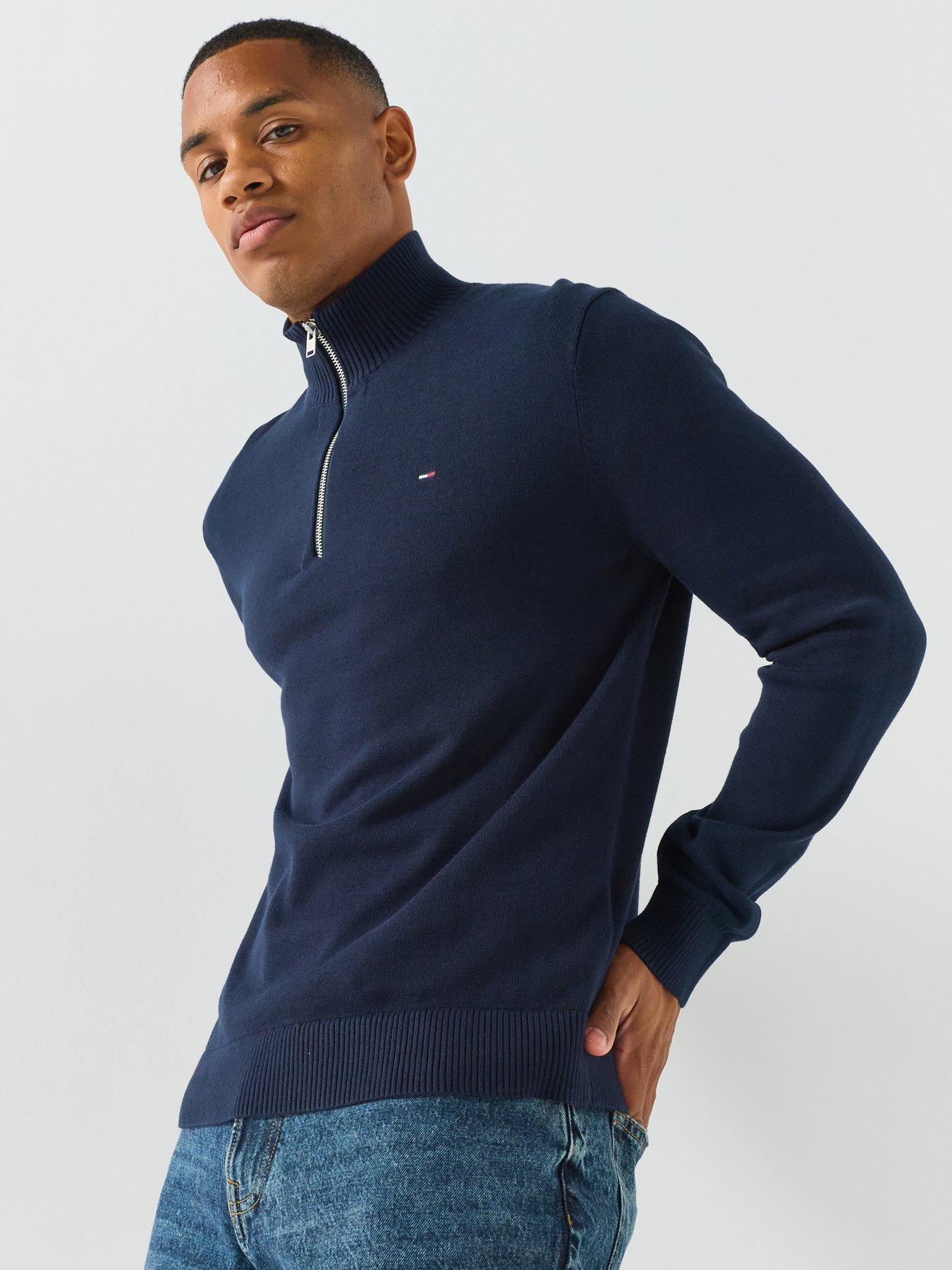 Image 6 of 6 of Tommy Jeans Slim Essentials 1/4 Knitted Jumper - Blue