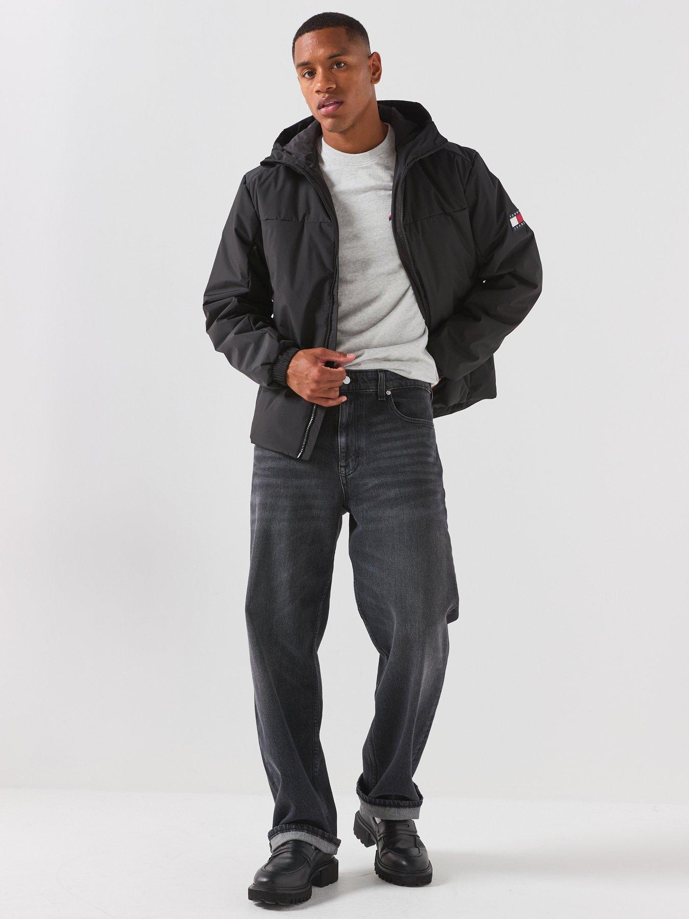Image 3 of 6 of Tommy Jeans Mens Padded Hooded Full-Zip Poly Jacket - Black