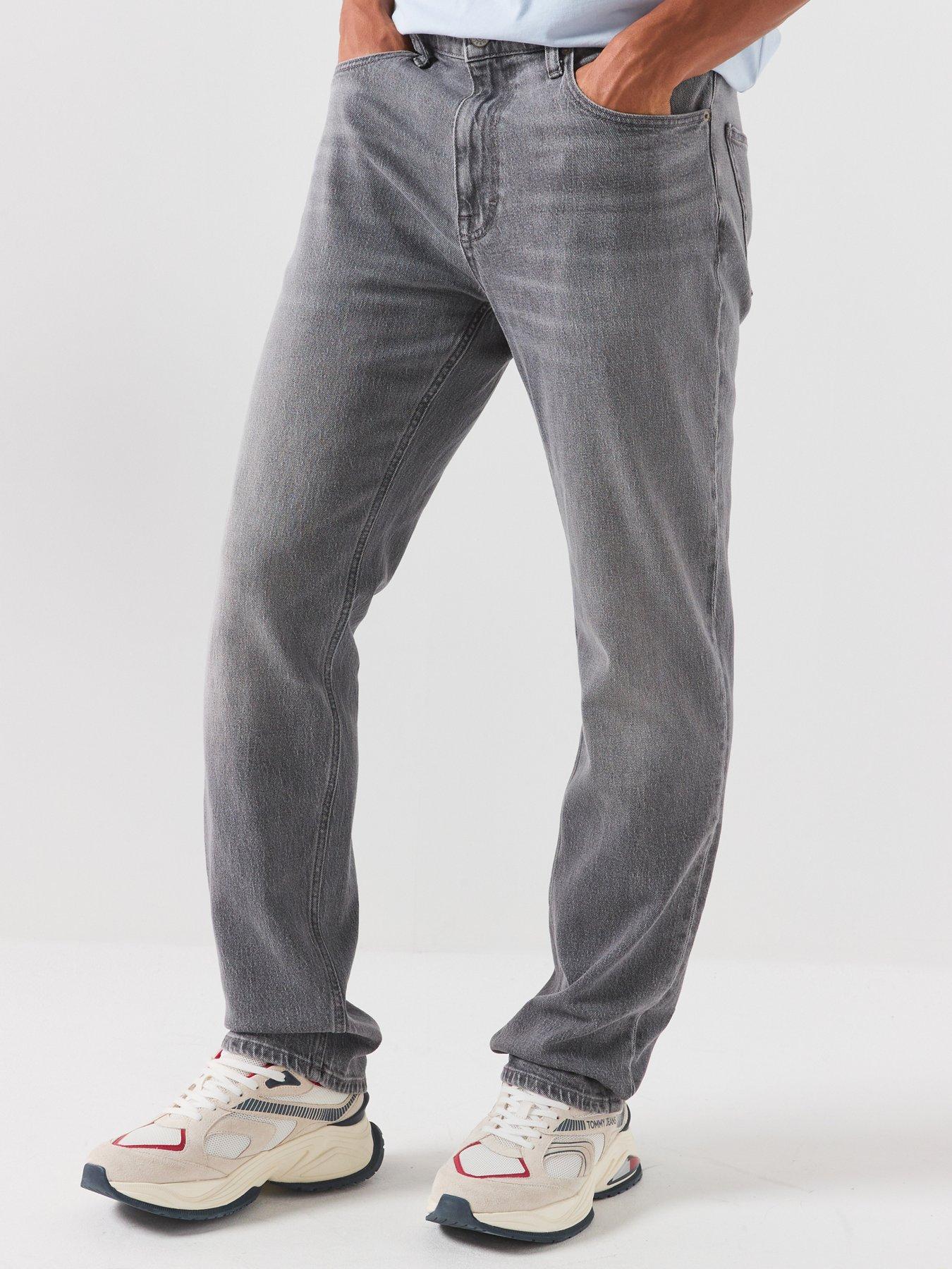 Tommy Jeans Mens Ryan Slim Straight Whiskered Jeans - Grey