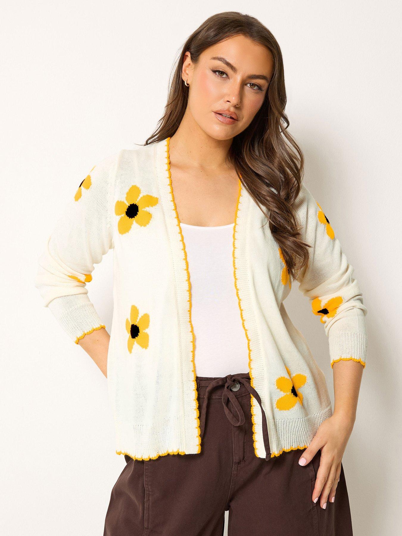 Yours Curve Sunflower Scallop Cardigan