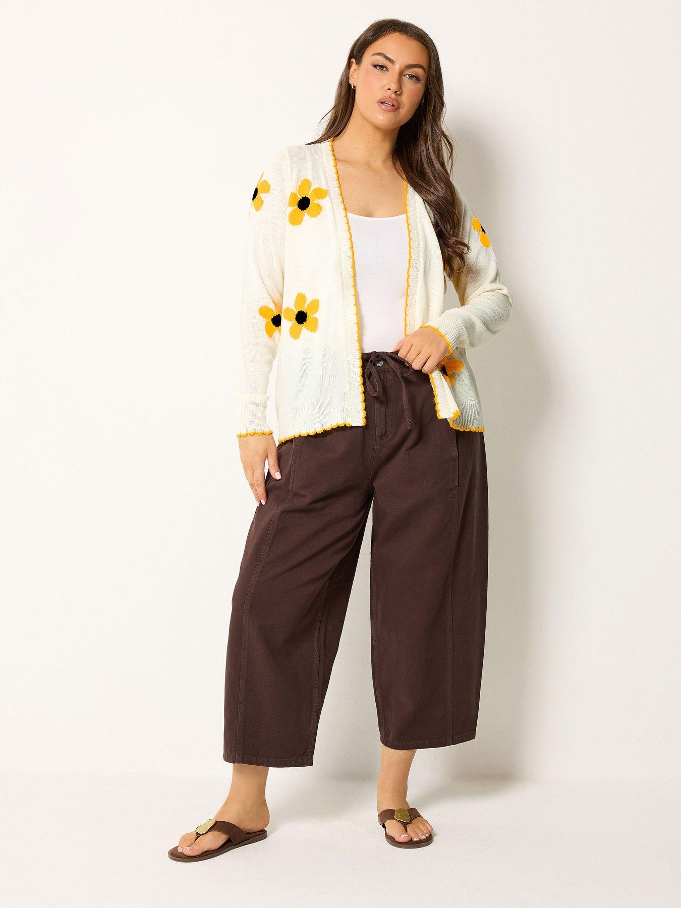Image 3 of 4 of Yours Curve Sunflower Scallop Cardigan - Cream