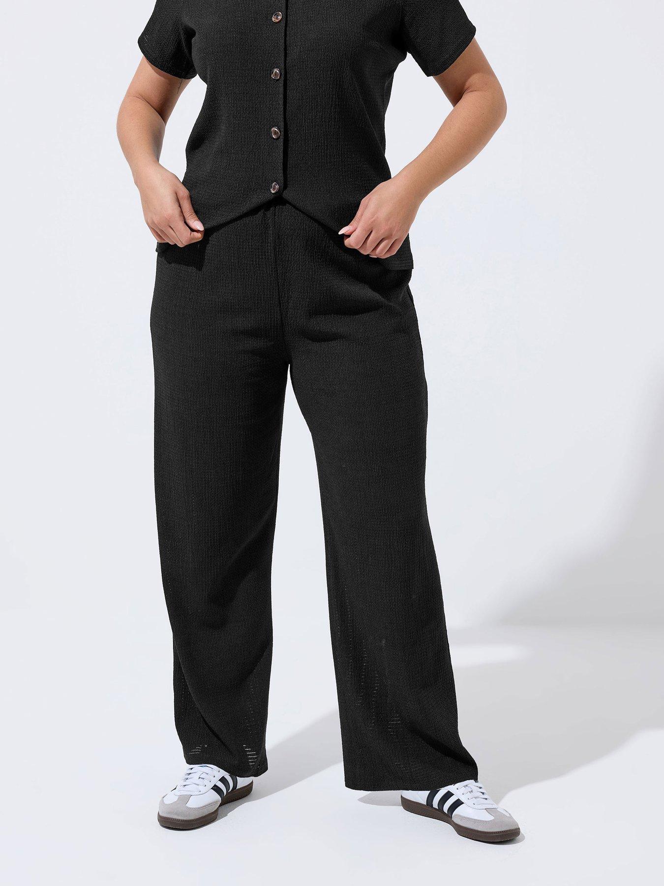 Yours Curve Textured Wide Leg Trouser Co Ord
