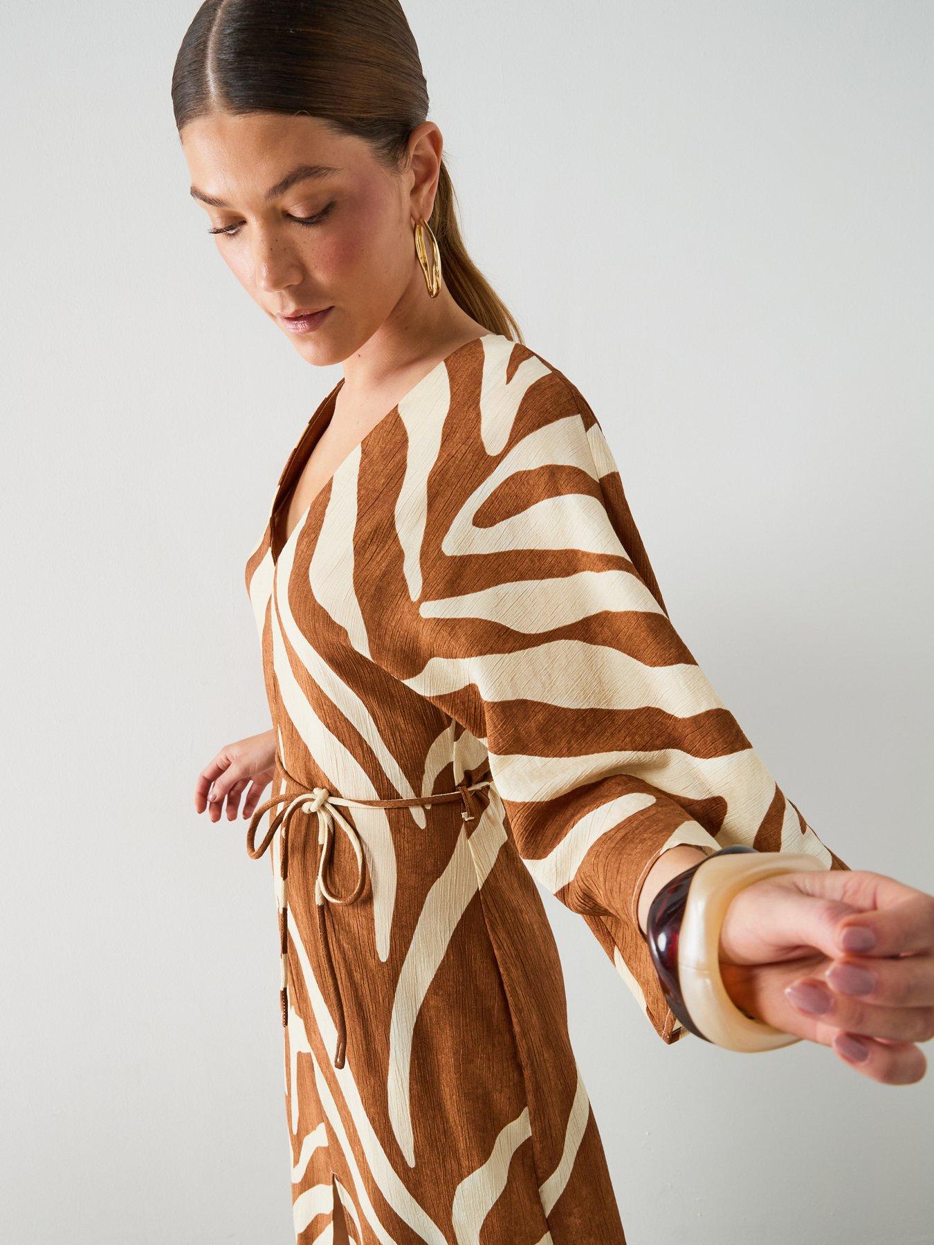 Image 4 of 6 of Mango Printed Cotton Dress - Brown