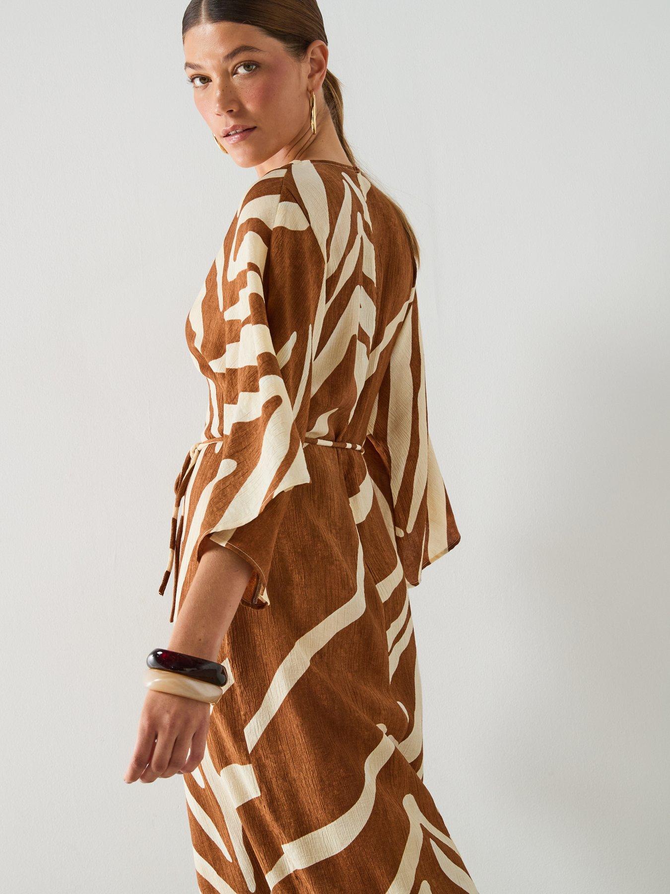 Image 6 of 6 of Mango Printed Cotton Dress - Brown