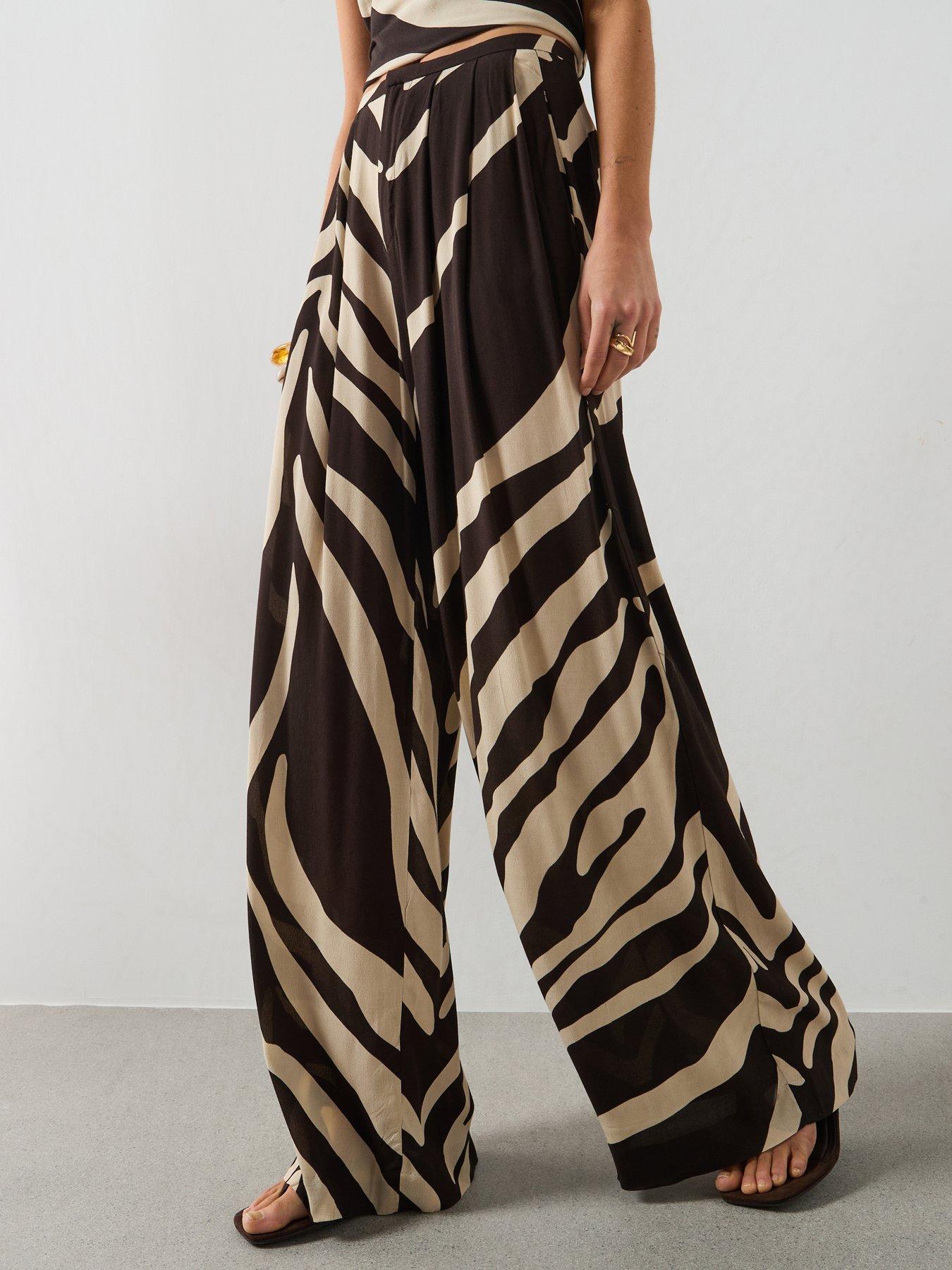 Mango Flowy Printed Co-Ord Trousers - Brown