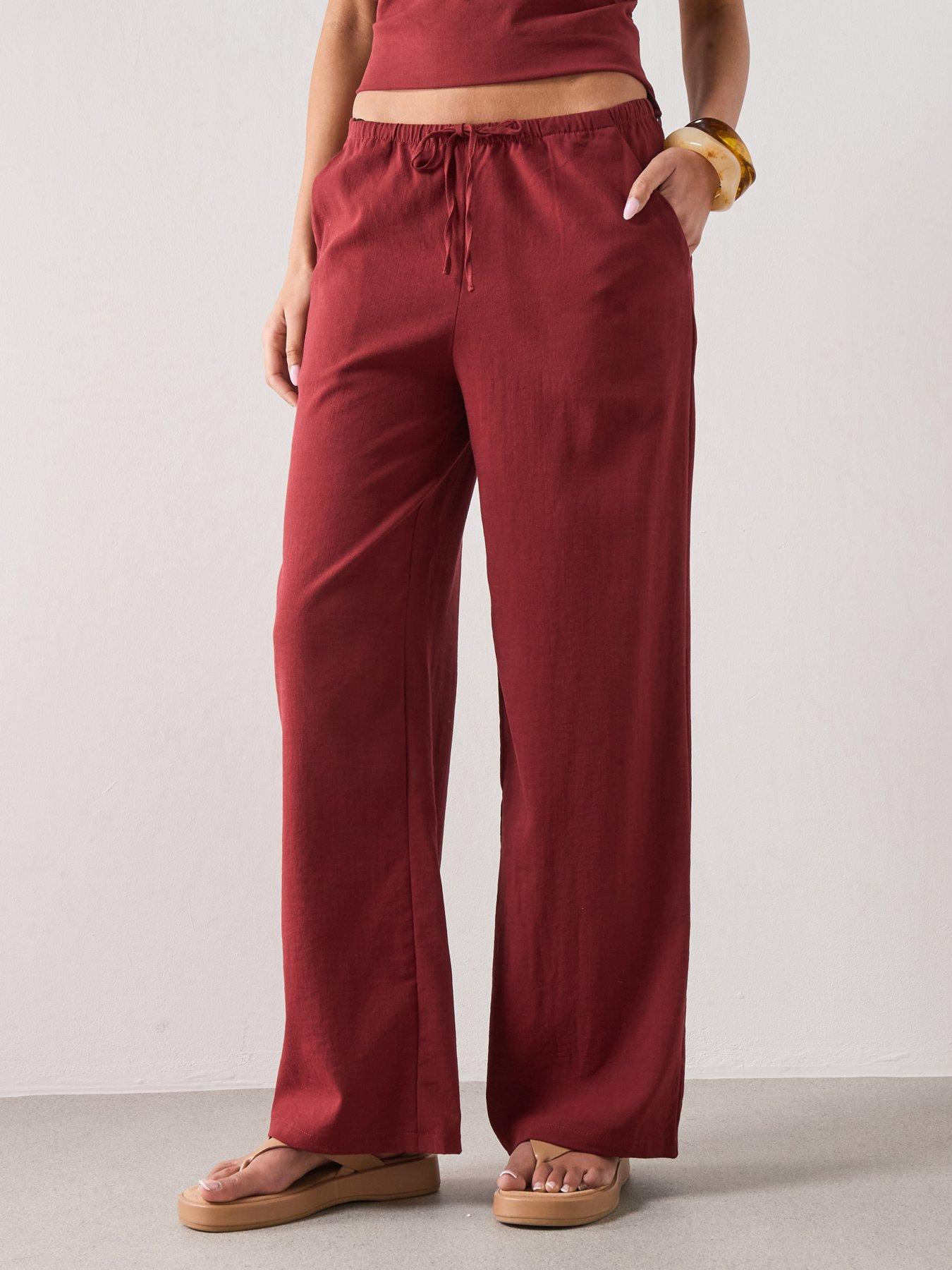 Mango Bow Co-Ord Straight Trousers - Red