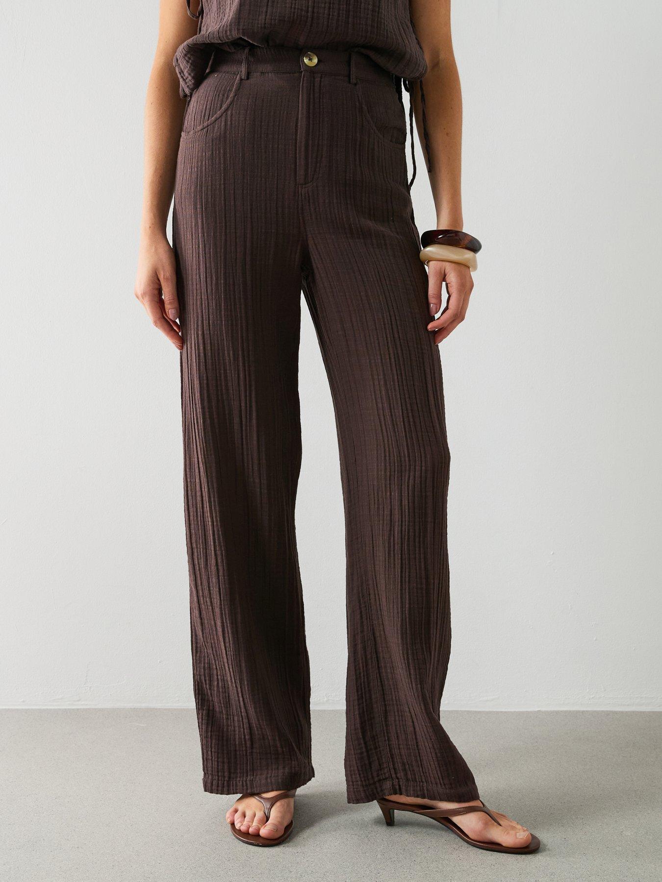 Mango Balloon Cotton Co-ord Trousers, Brown, Size Xl, Women