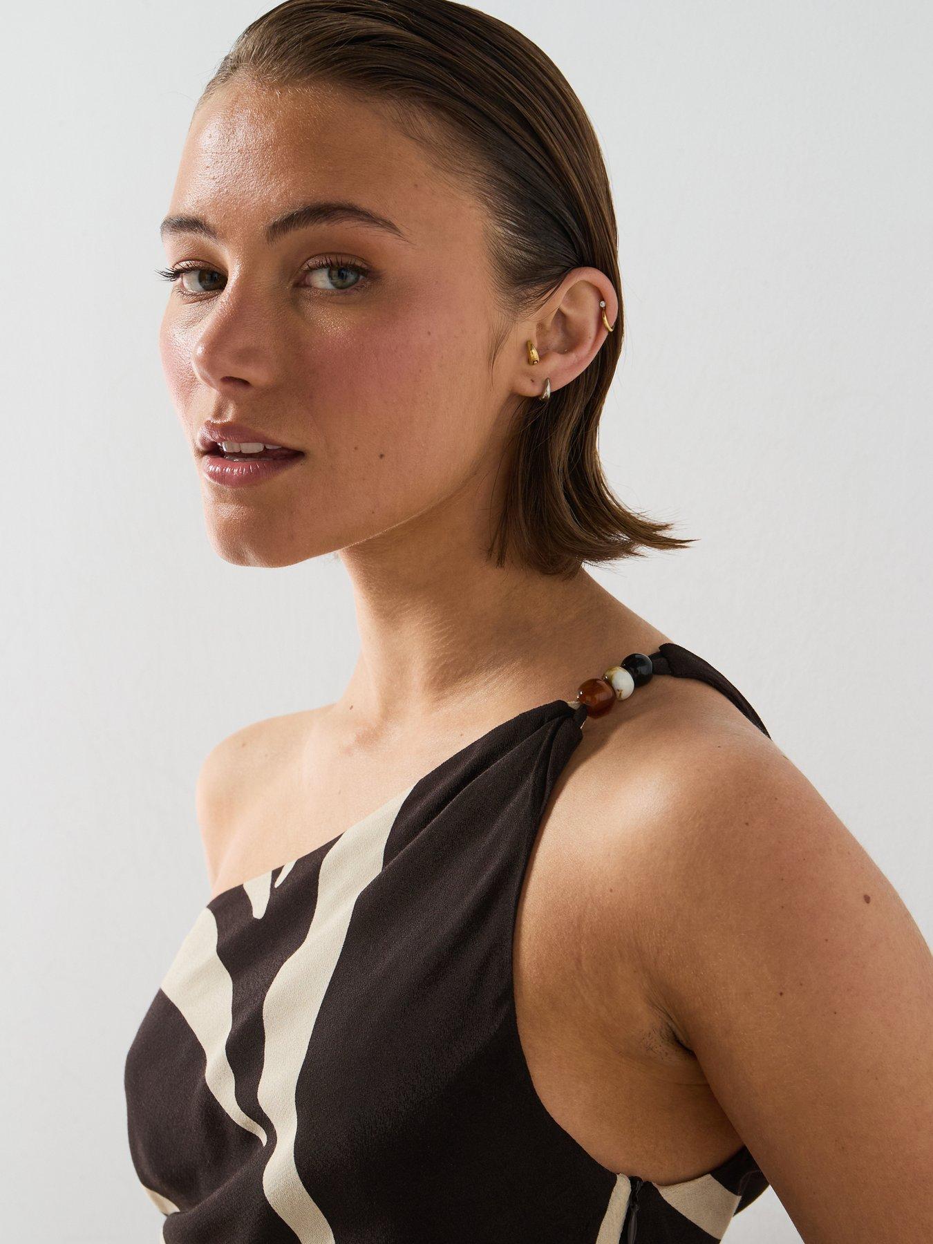 Image 6 of 6 of Mango Asymmetric Printed Co-Ord Top - Brown