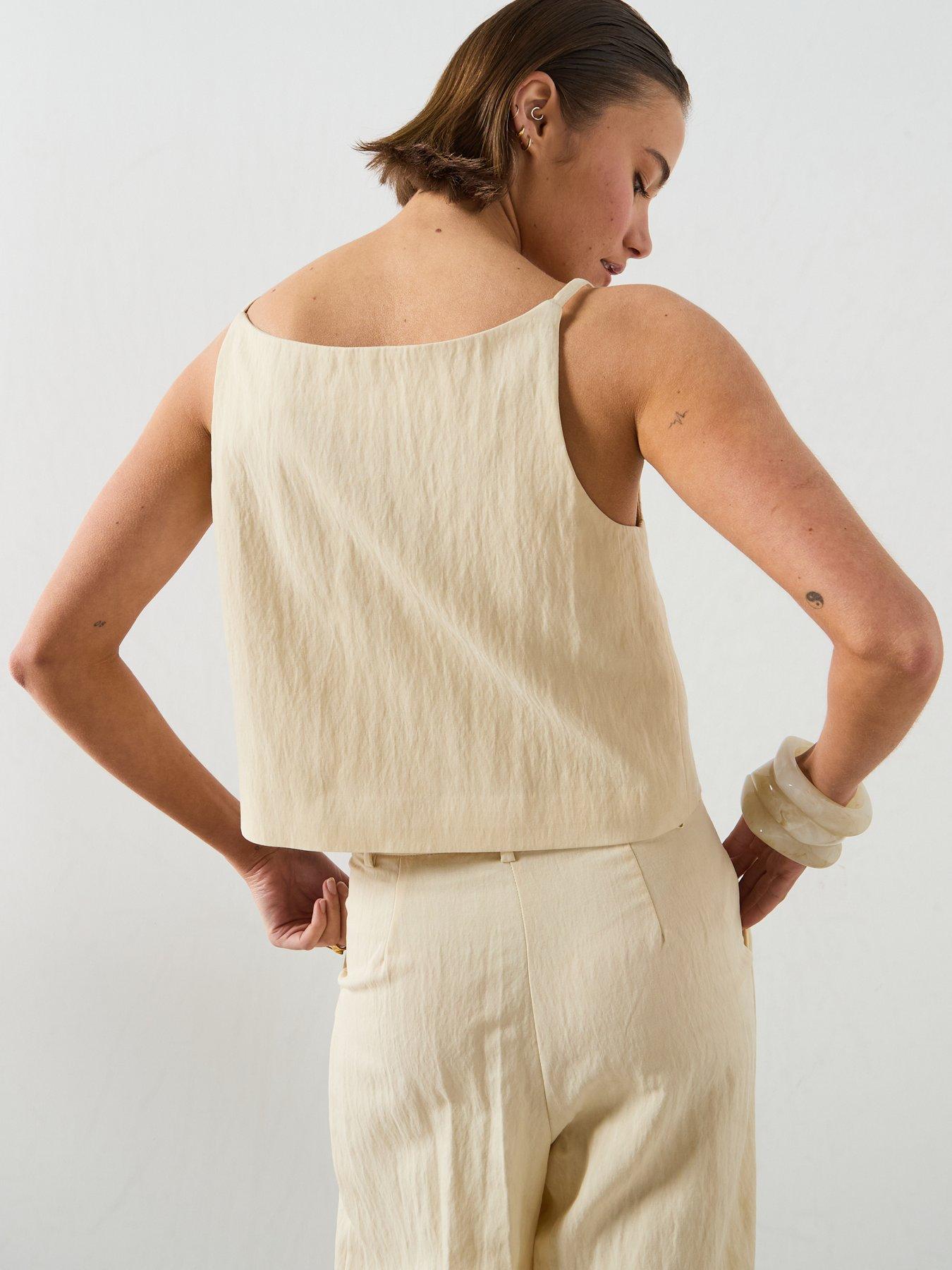 Image 2 of 6 of Mango Lyocell Co-Ord Button Top - Ecru