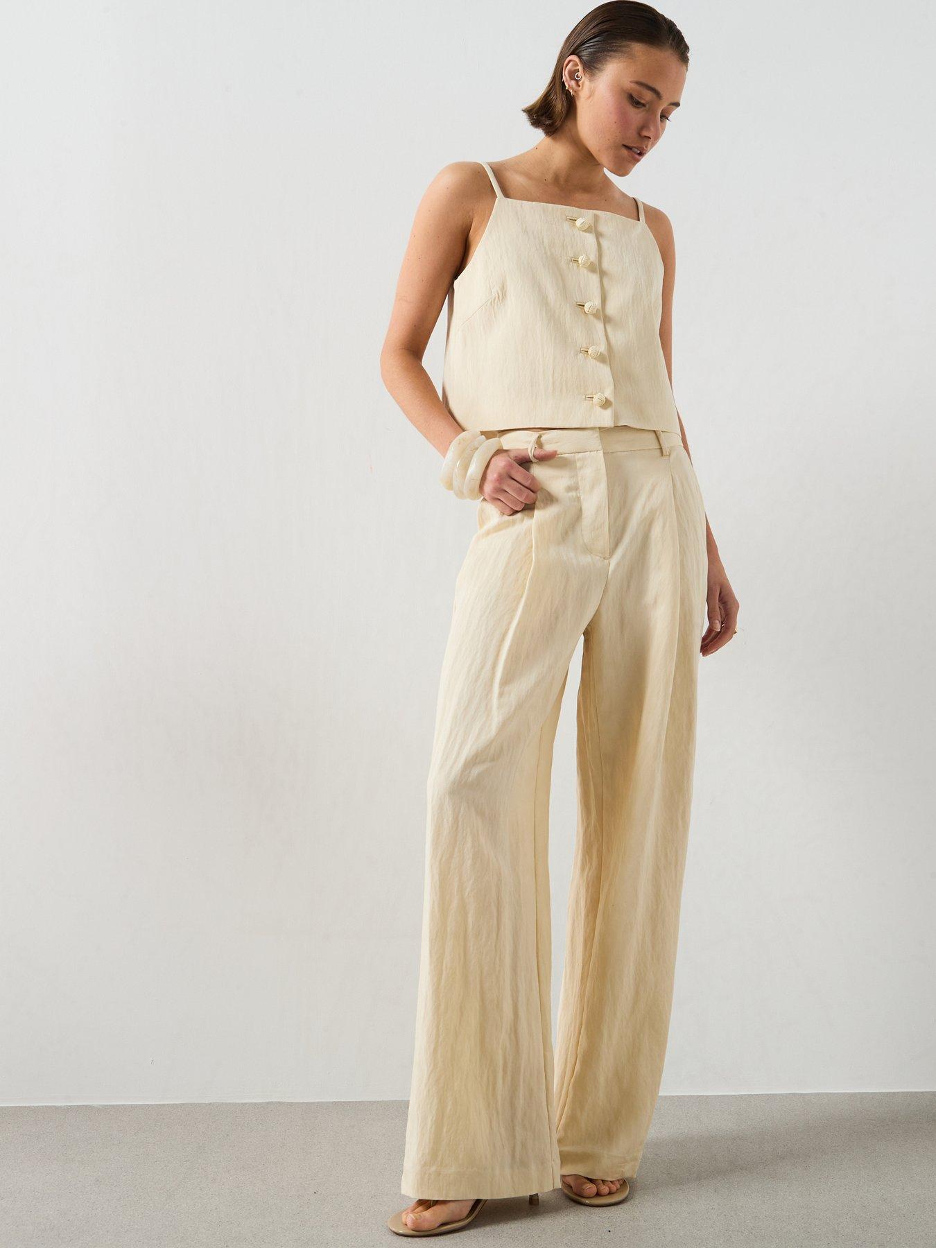 Image 3 of 6 of Mango Lyocell Co-Ord Button Top - Ecru