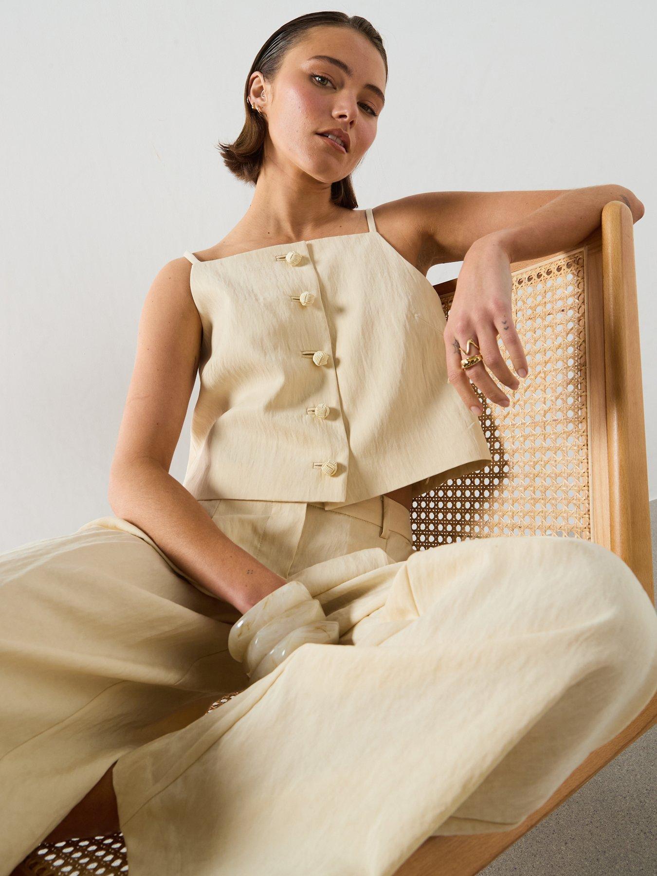Image 4 of 6 of Mango Lyocell Co-Ord Button Top - Ecru