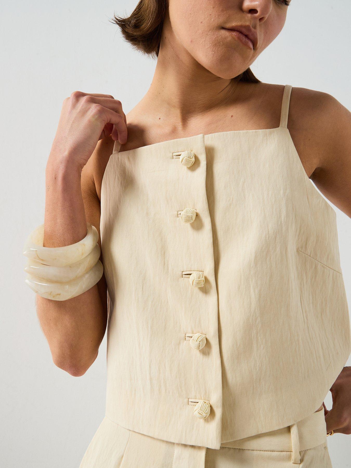Image 5 of 6 of Mango Lyocell Co-Ord Button Top - Ecru