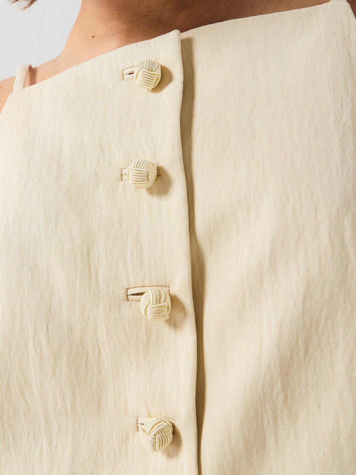 Image 6 of 6 of Mango Lyocell Co-Ord Button Top - Ecru