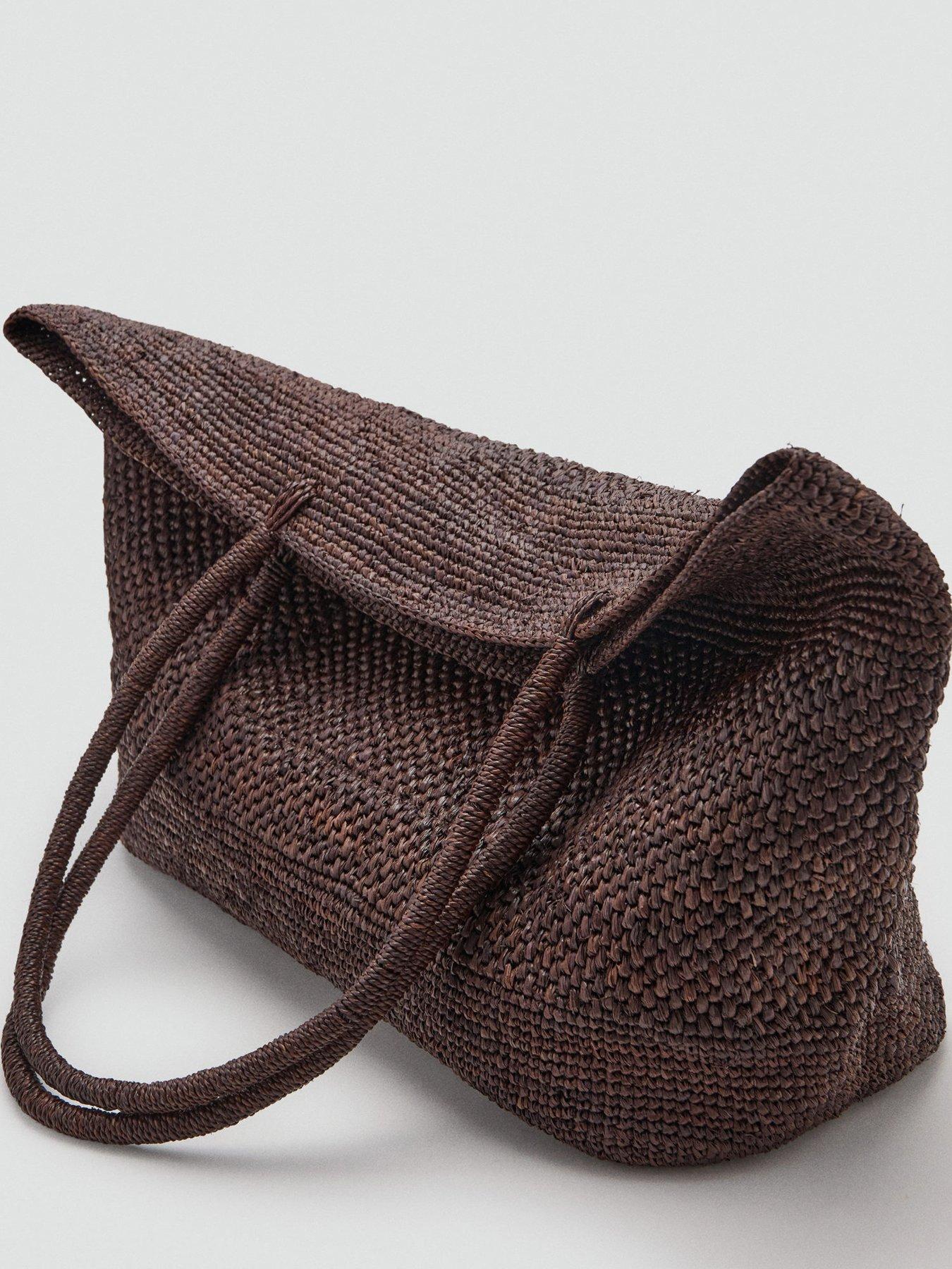 Mango 100% Raffia Shopper Bag - Brown | Very