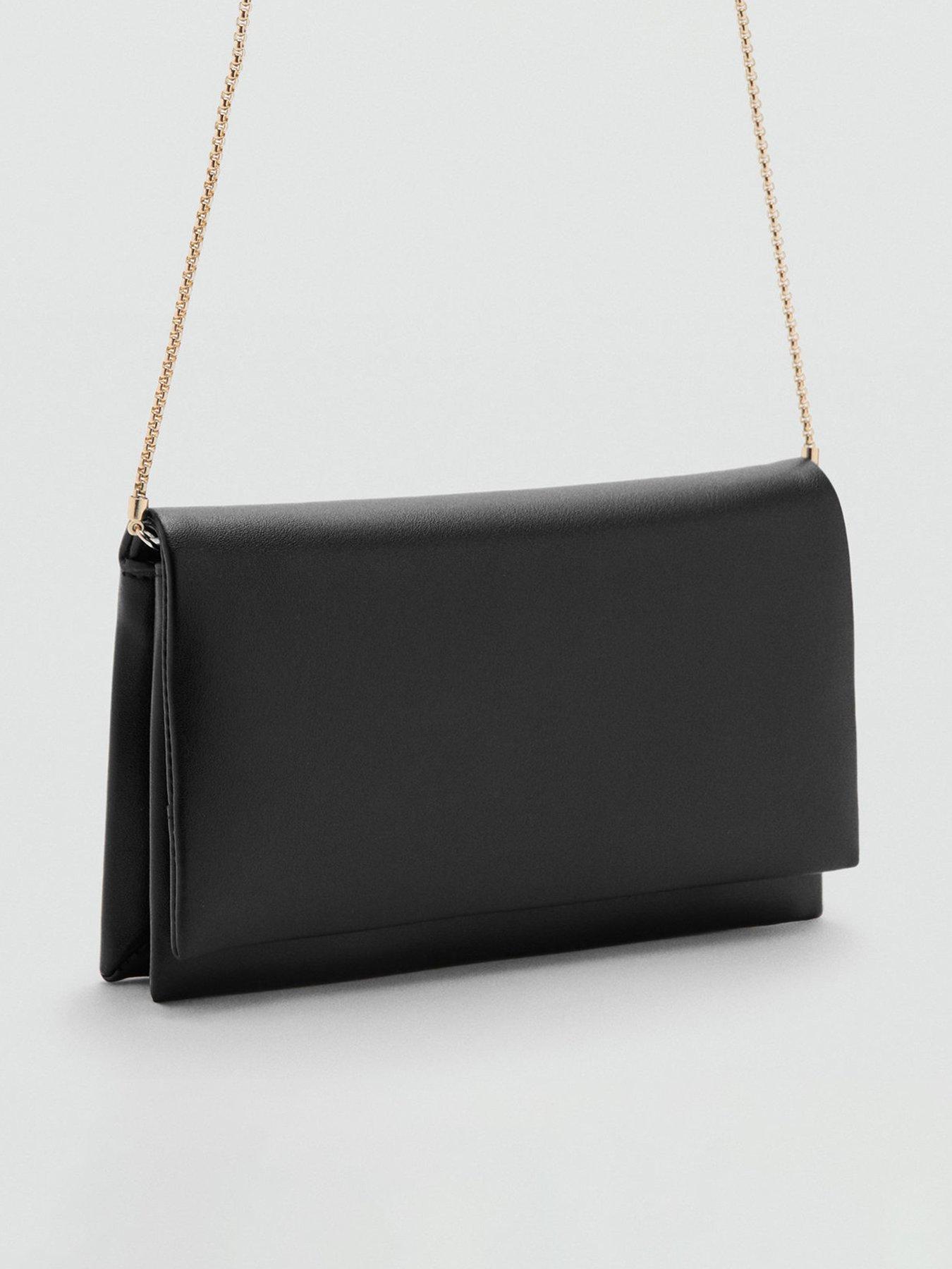 Image 1 of 5 of Mango Gold Chain Shoulder Bag - Black