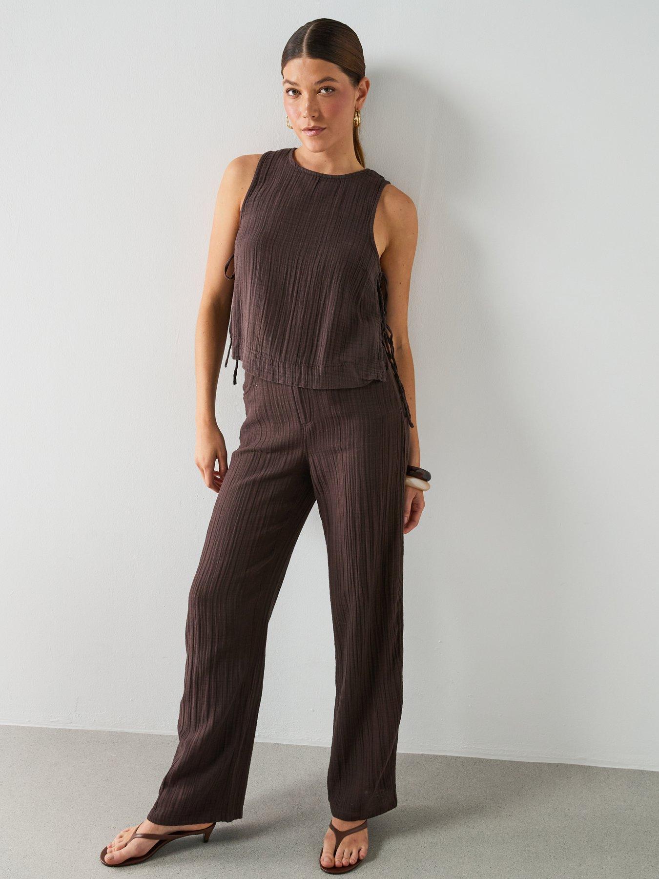 Image 3 of 6 of Mango Bambula Co-ord Tie Top - Brown