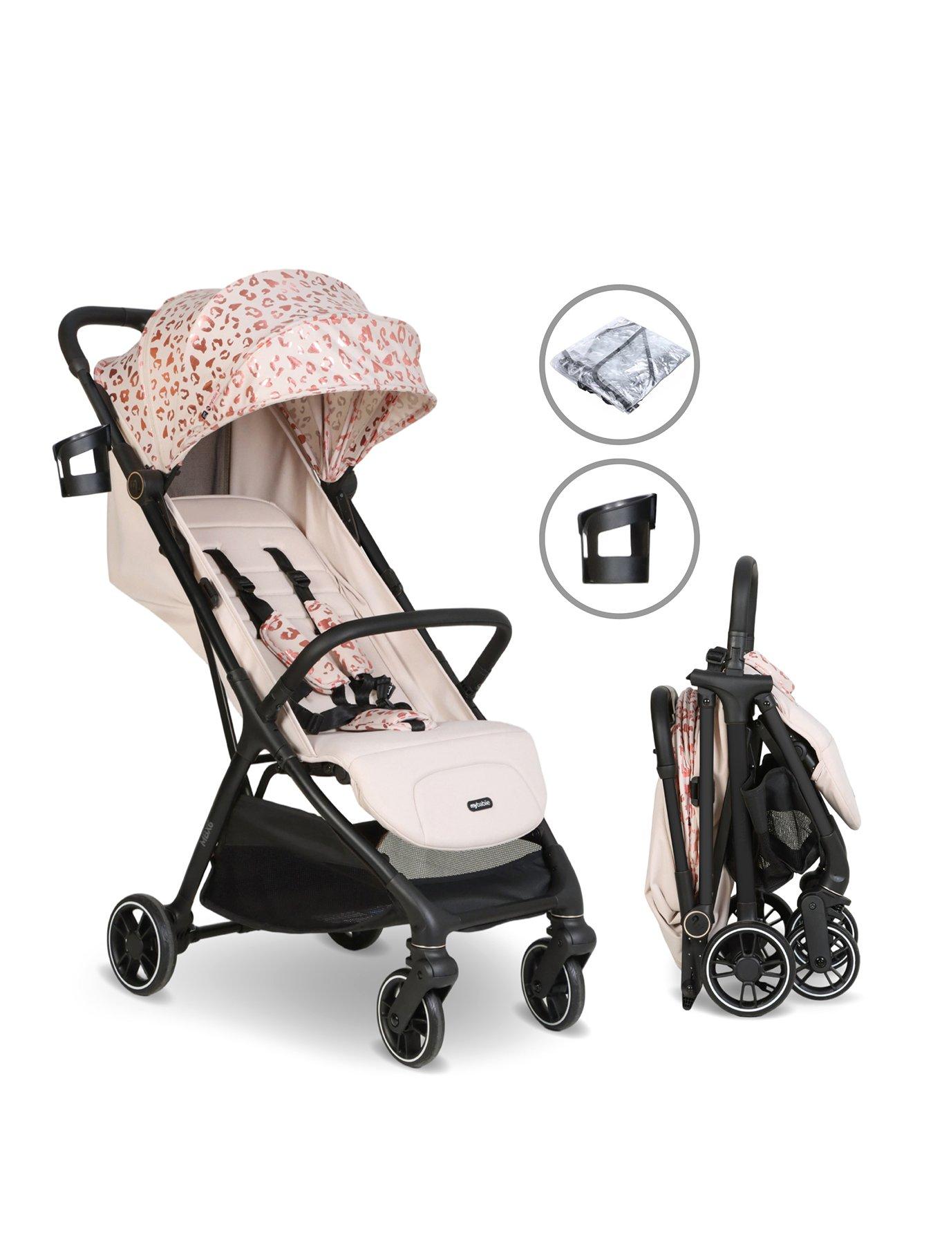 Image 1 of 7 of My Babiie MBX6 Auto-Fold Compact Stroller - Pink Leopard
