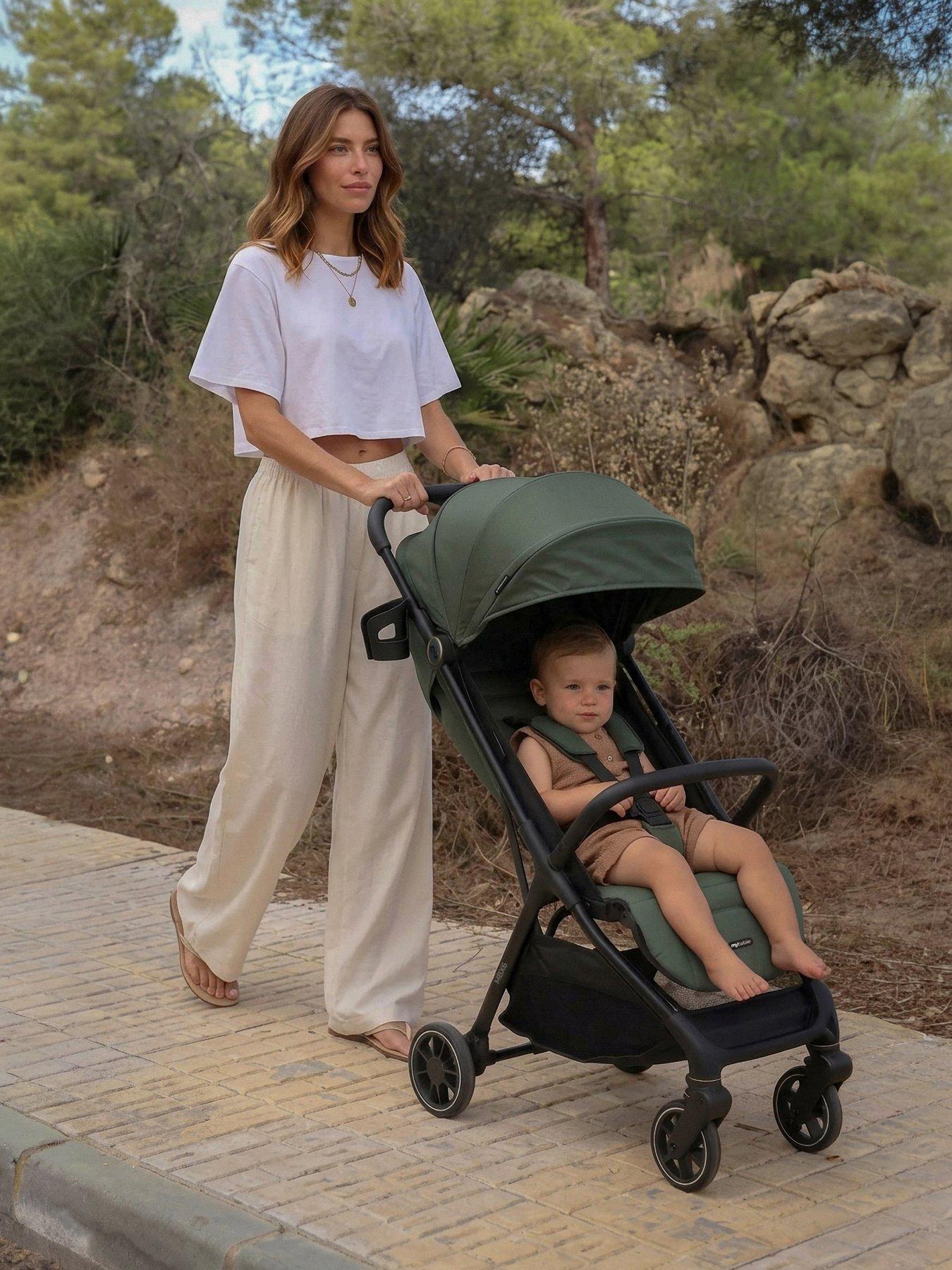 Image 2 of 7 of My Babiie MBX6 Auto-Fold Compact Stroller - Forest Green