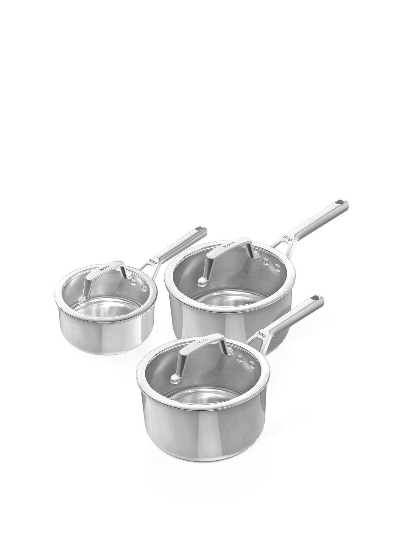 Image 1 of 6 of NINJA Everclad Stainless Steel 3-piece Saucepan Set With Lids C93003eui