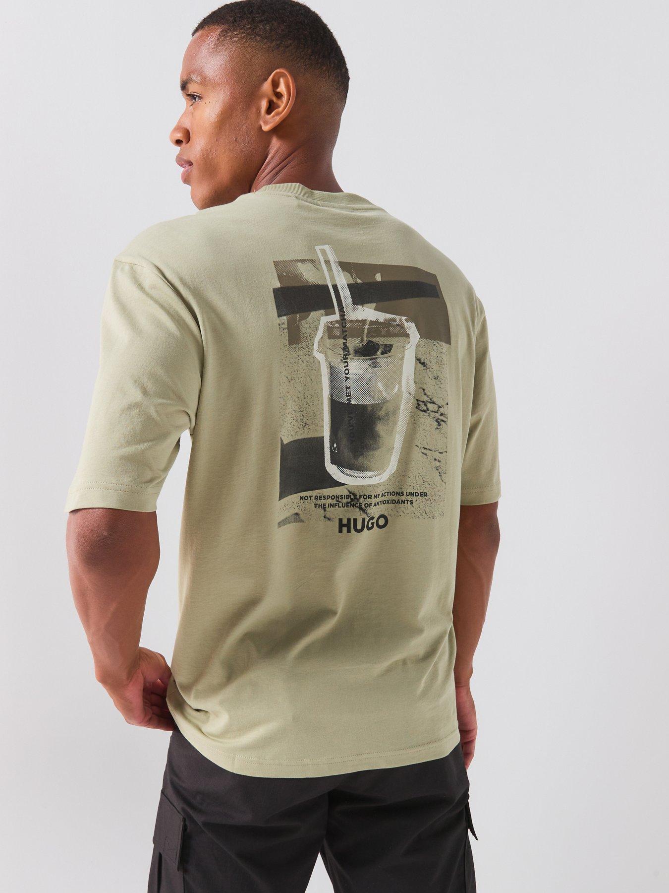 HUGO Blue Nurobos Matcha Back Graphic T-Shirt - Beige