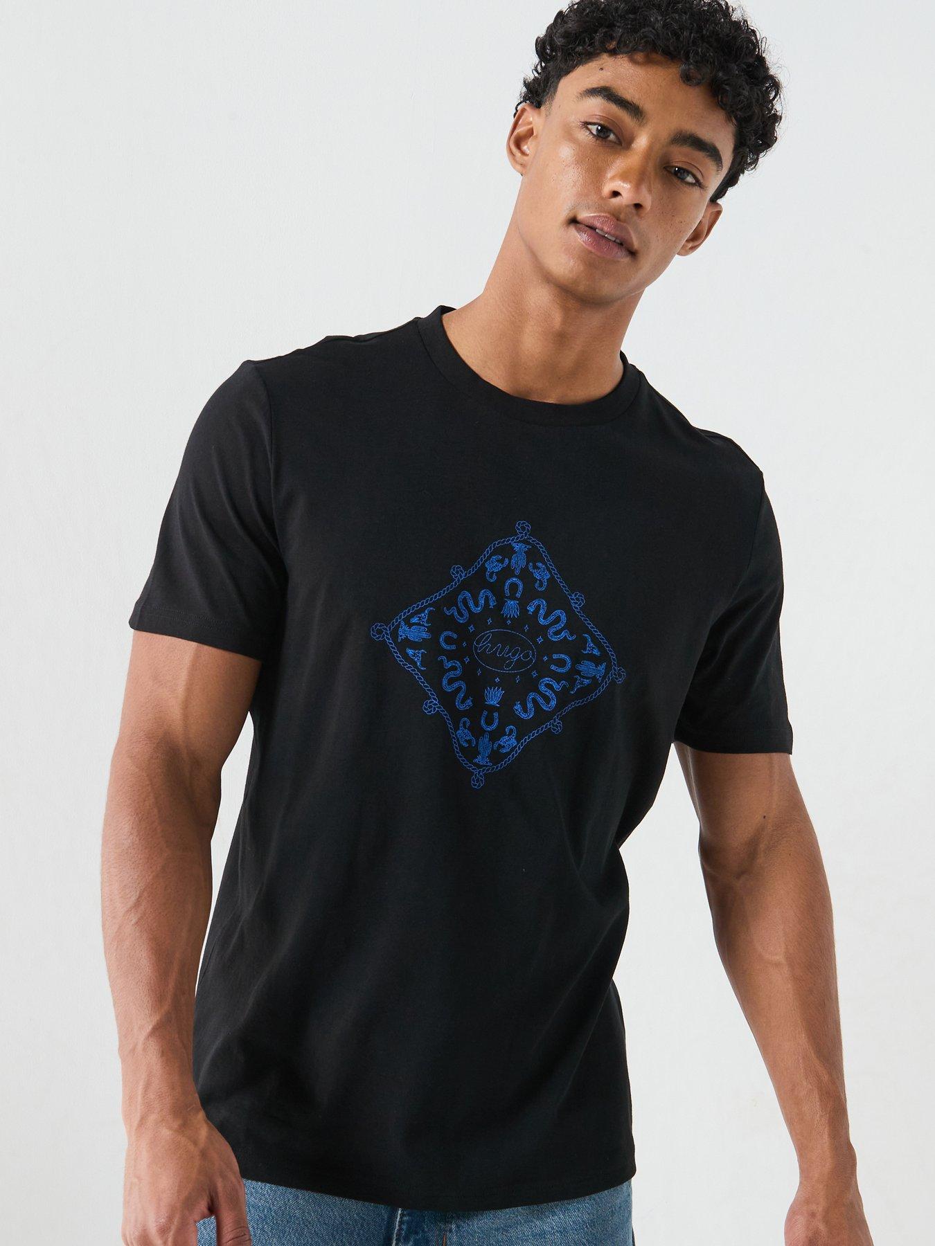 Image 1 of 6 of HUGO Blue Nerberri Graphic T-Shirt - Black