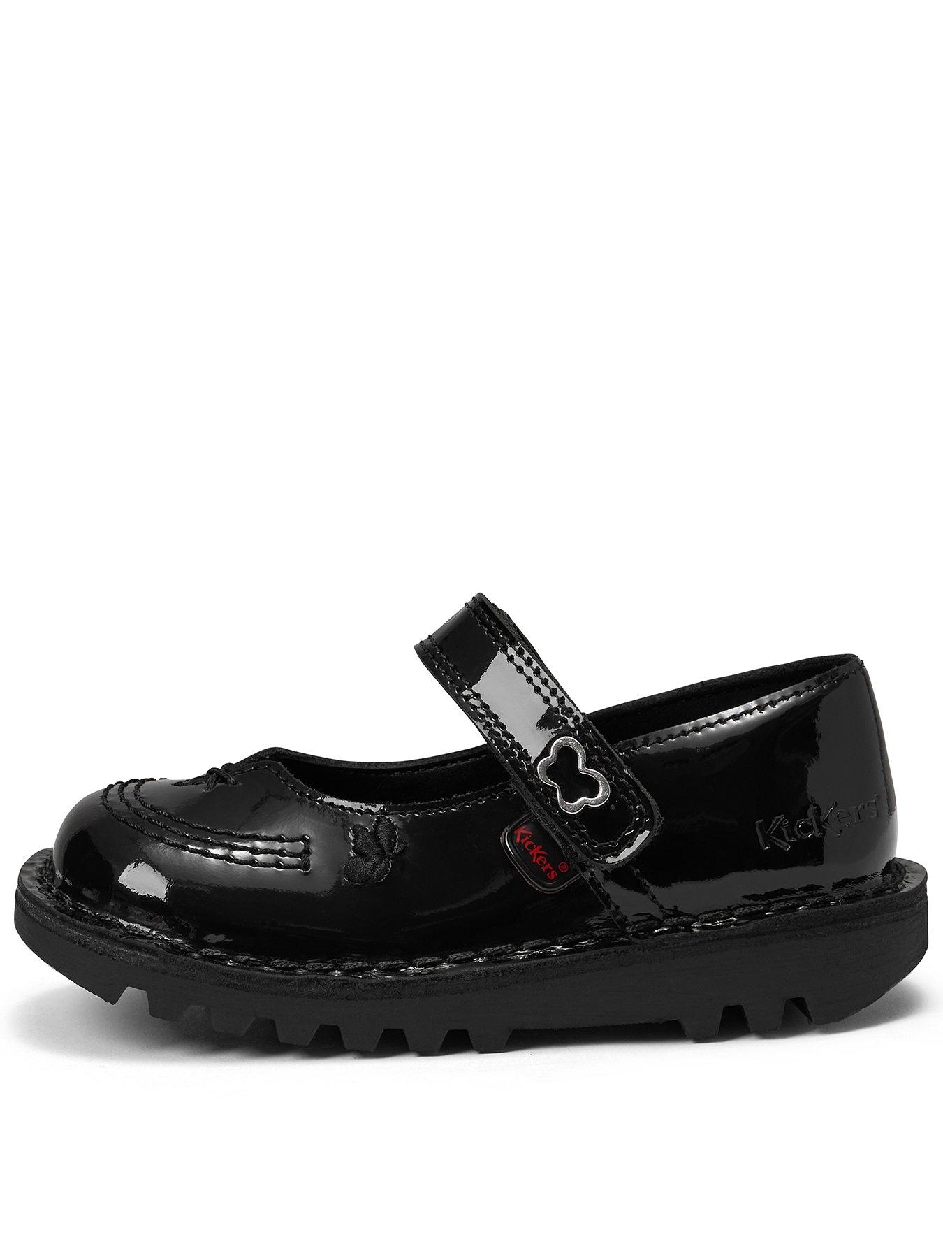 Kickers Infant Kick Mary-jane Wings Patent Leather Shoe, Black, Size 8 Younger