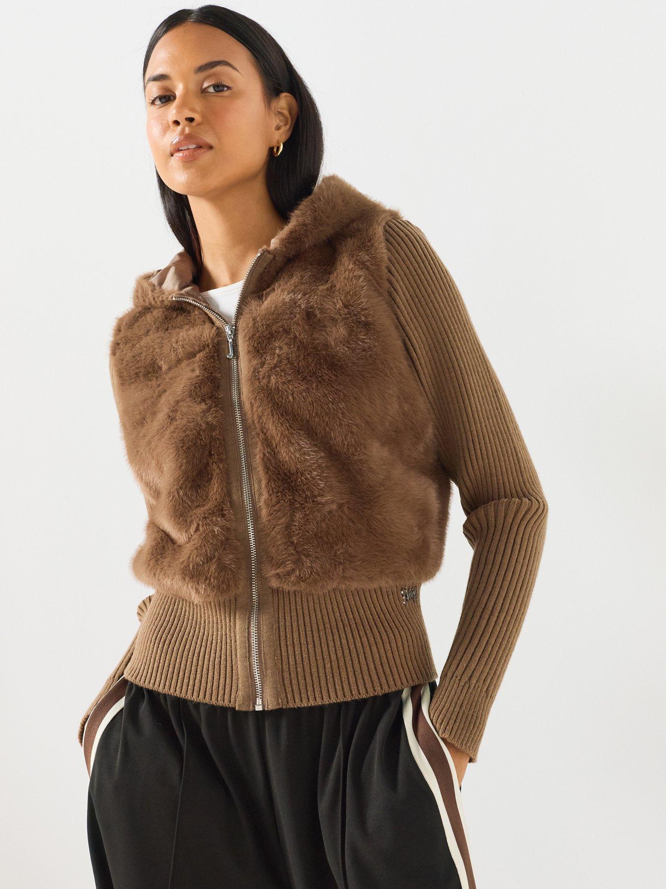 Image 1 of 6 of Juicy Couture NAILA CONTRAST FUR JACKET