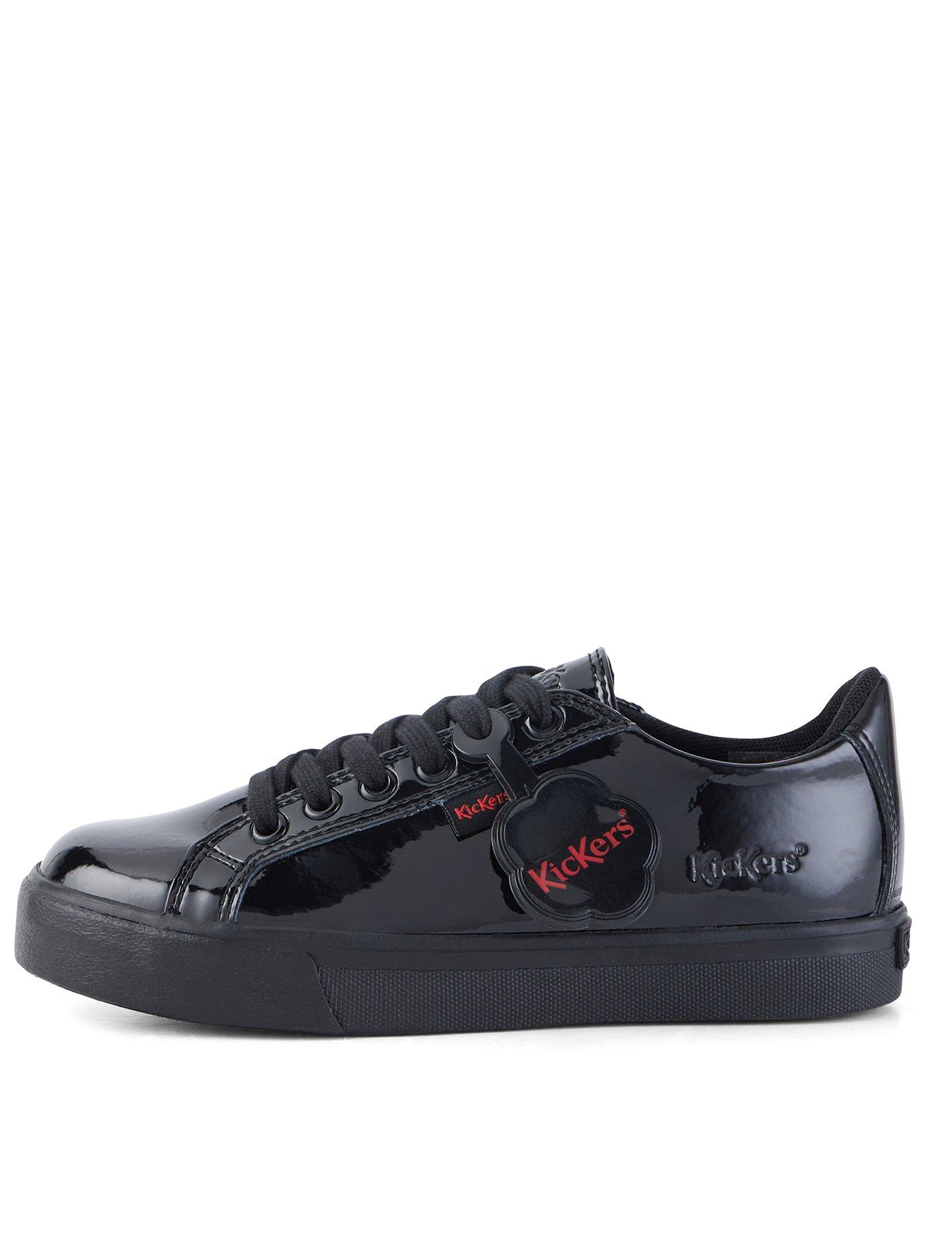 Kickers Junior Tovni Lacer Patent Leather Shoe, Black, Size 12.5 Younger