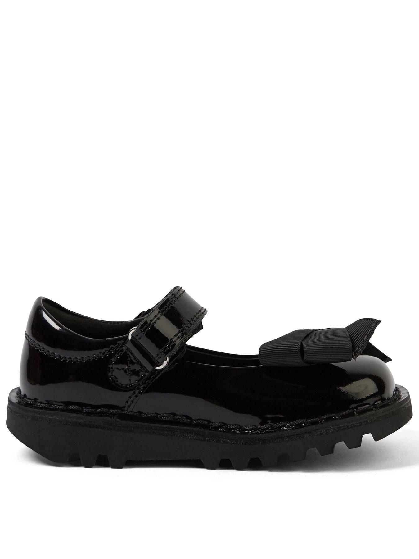 Kickers Infant Kick Mary-jane Bow Patent Leather Shoe, Black, Size 7 Younger