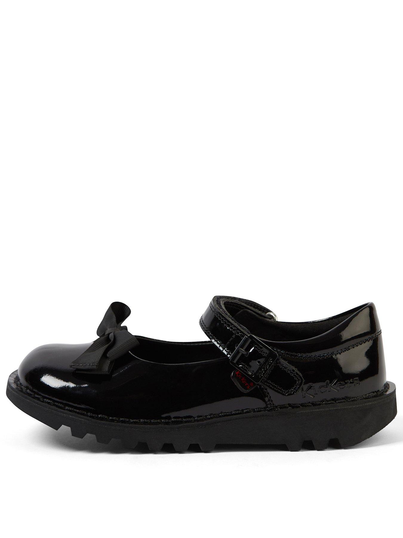 Kickers Junior Kick Mary-jane Bow Patent Leather Shoe, Black, Size 12.5 Younger