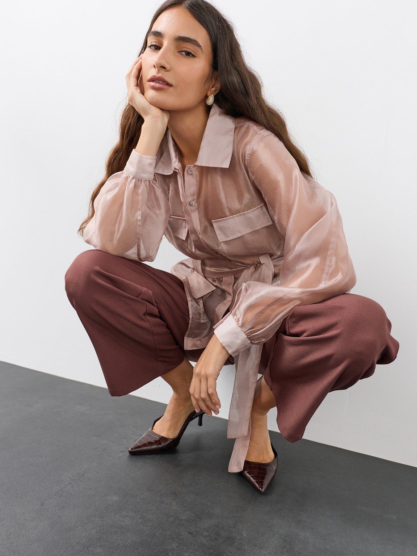 The Very Collection Sheer Utility Blouse - Pink