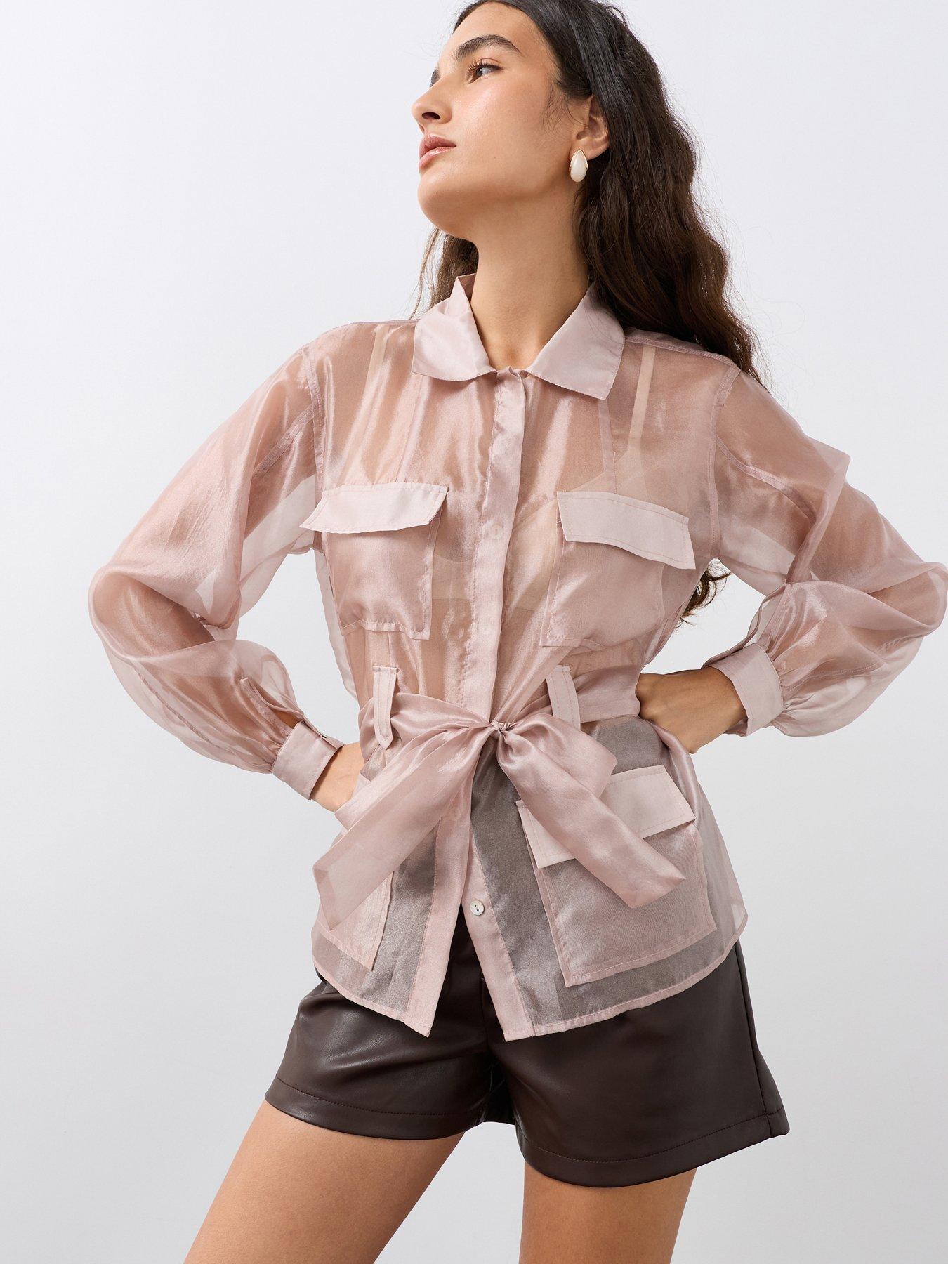 Image 3 of 7 of The Very Collection Sheer Utility Blouse - Pink