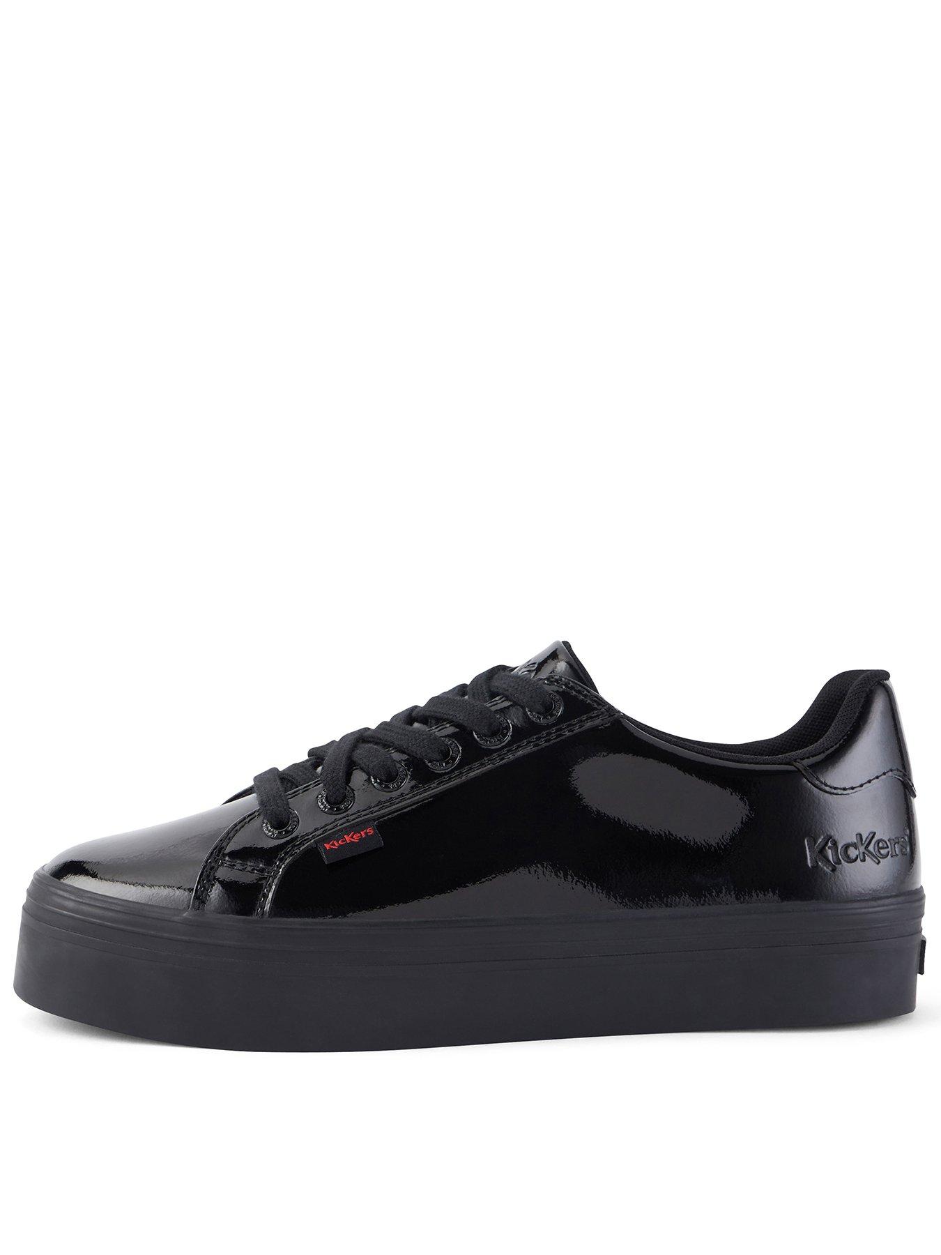 Kickers Youth Tovni Stack Patent Leather Lace-up Shoe - Black
