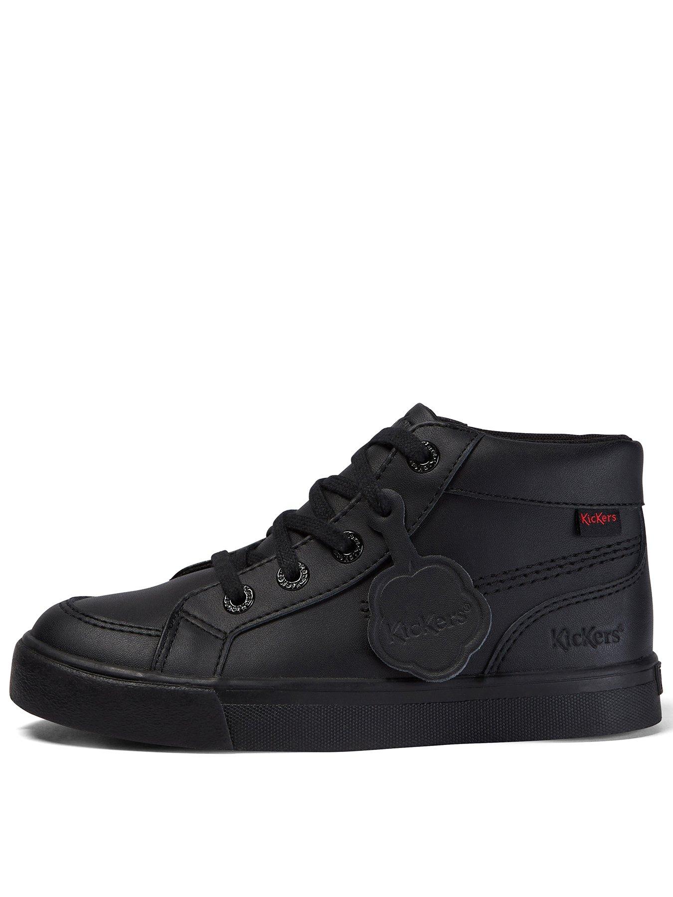 Kickers Junior Tovni Hi Leather Shoe, Black, Size 2 Older