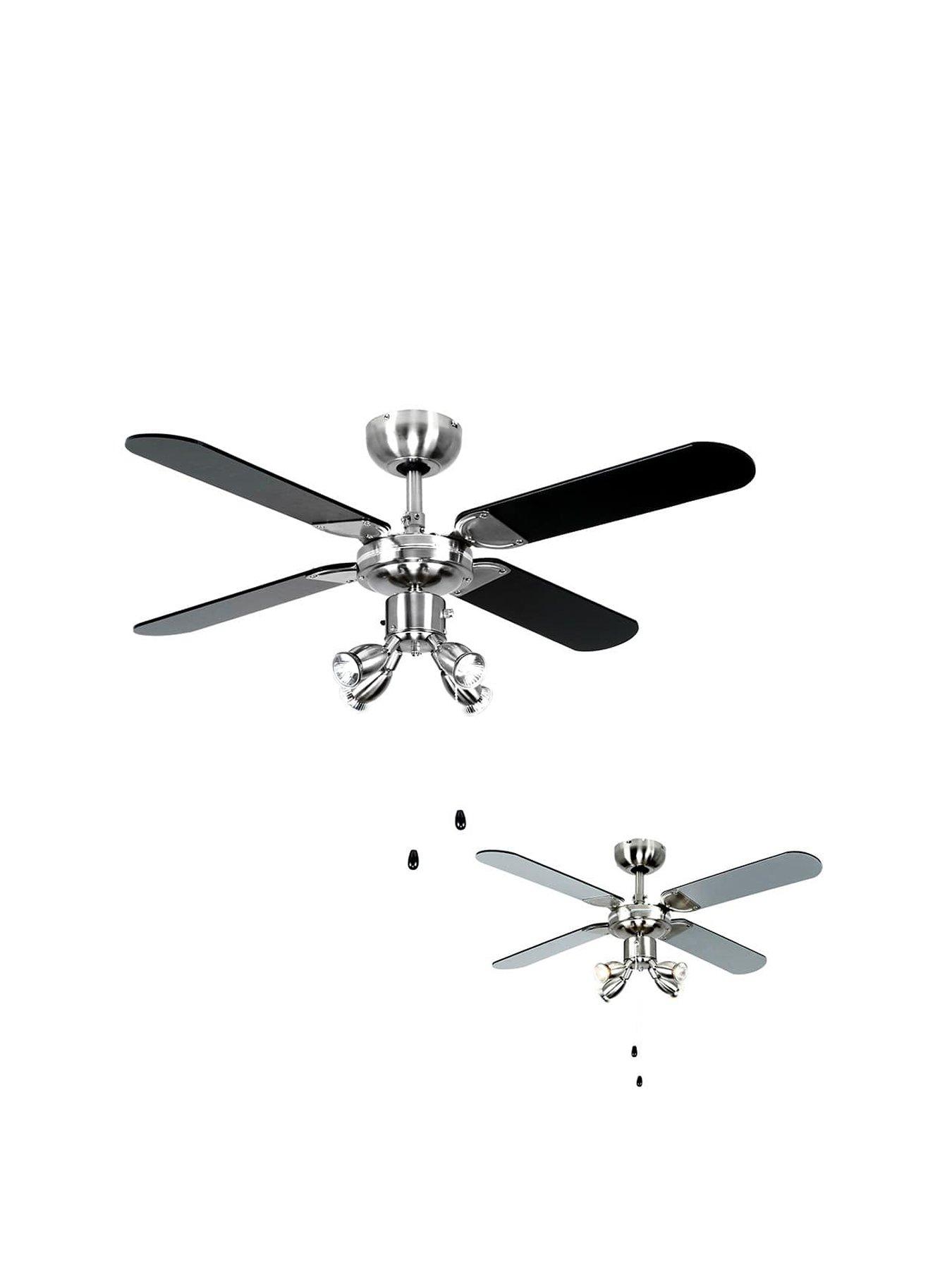 Image 2 of 6 of ValueLights Scimitar 42" 4 Blade Chrome &amp; Black Ceiling Light Fan