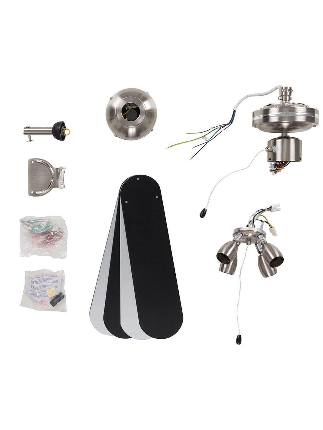 Image 3 of 6 of ValueLights Scimitar 42" 4 Blade Chrome &amp; Black Ceiling Light Fan