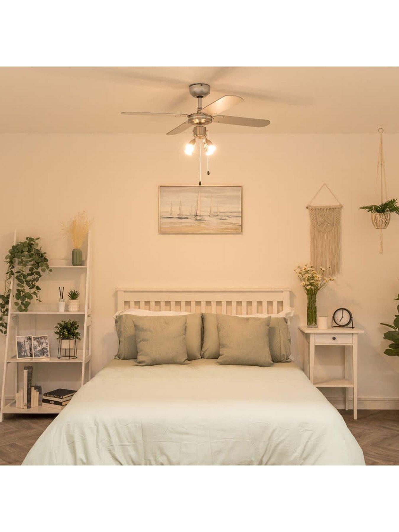 Image 5 of 6 of ValueLights Scimitar 42" 4 Blade Chrome &amp; Black Ceiling Light Fan