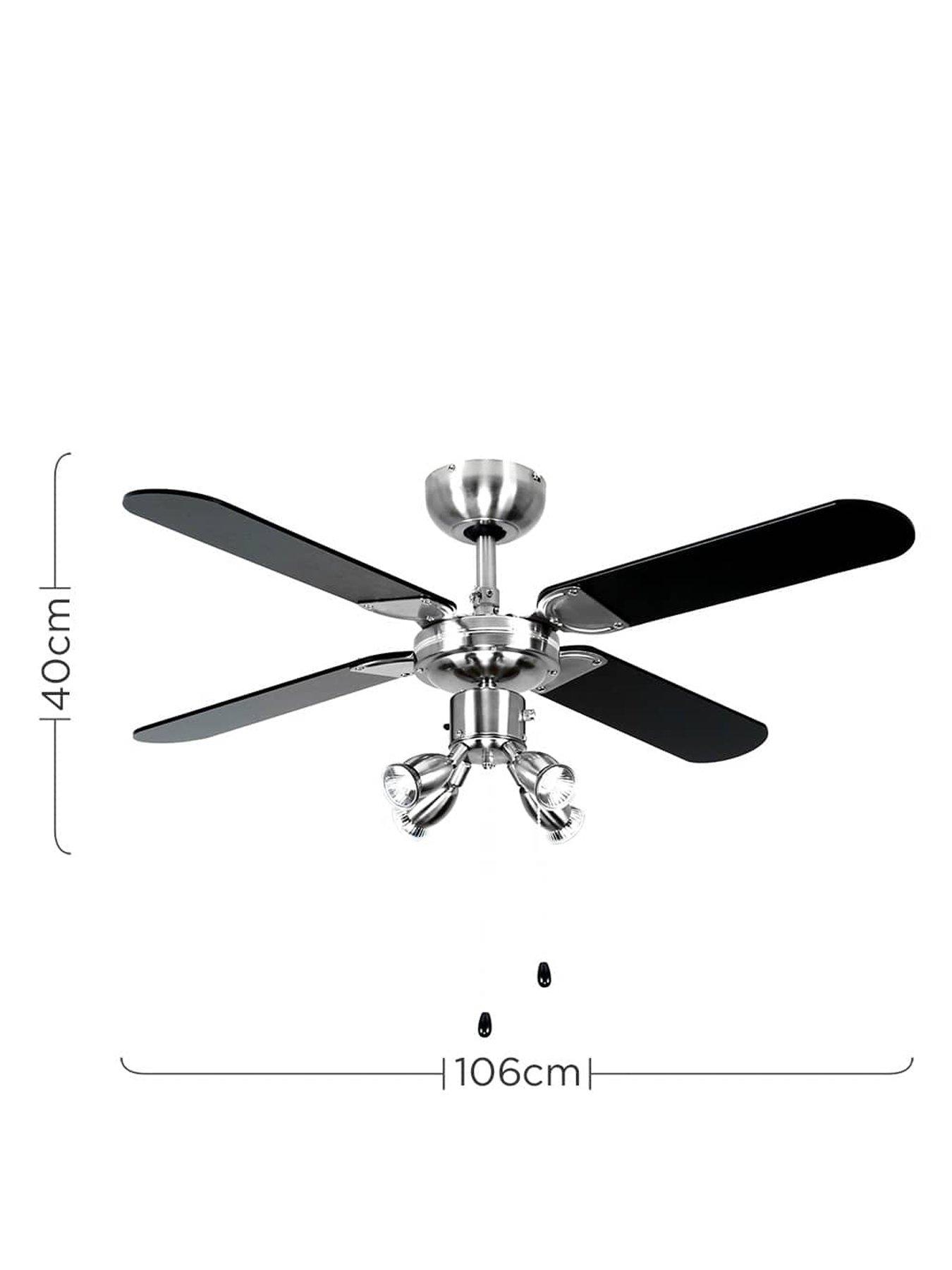 Image 6 of 6 of ValueLights Scimitar 42" 4 Blade Chrome &amp; Black Ceiling Light Fan
