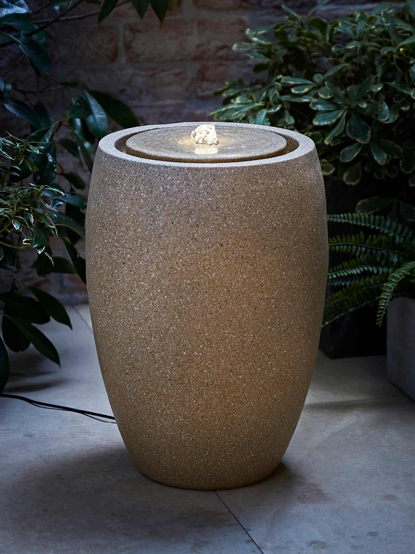 ValueLights Tall Natural Garden Solar Powered Outdoor Water Fountain ...