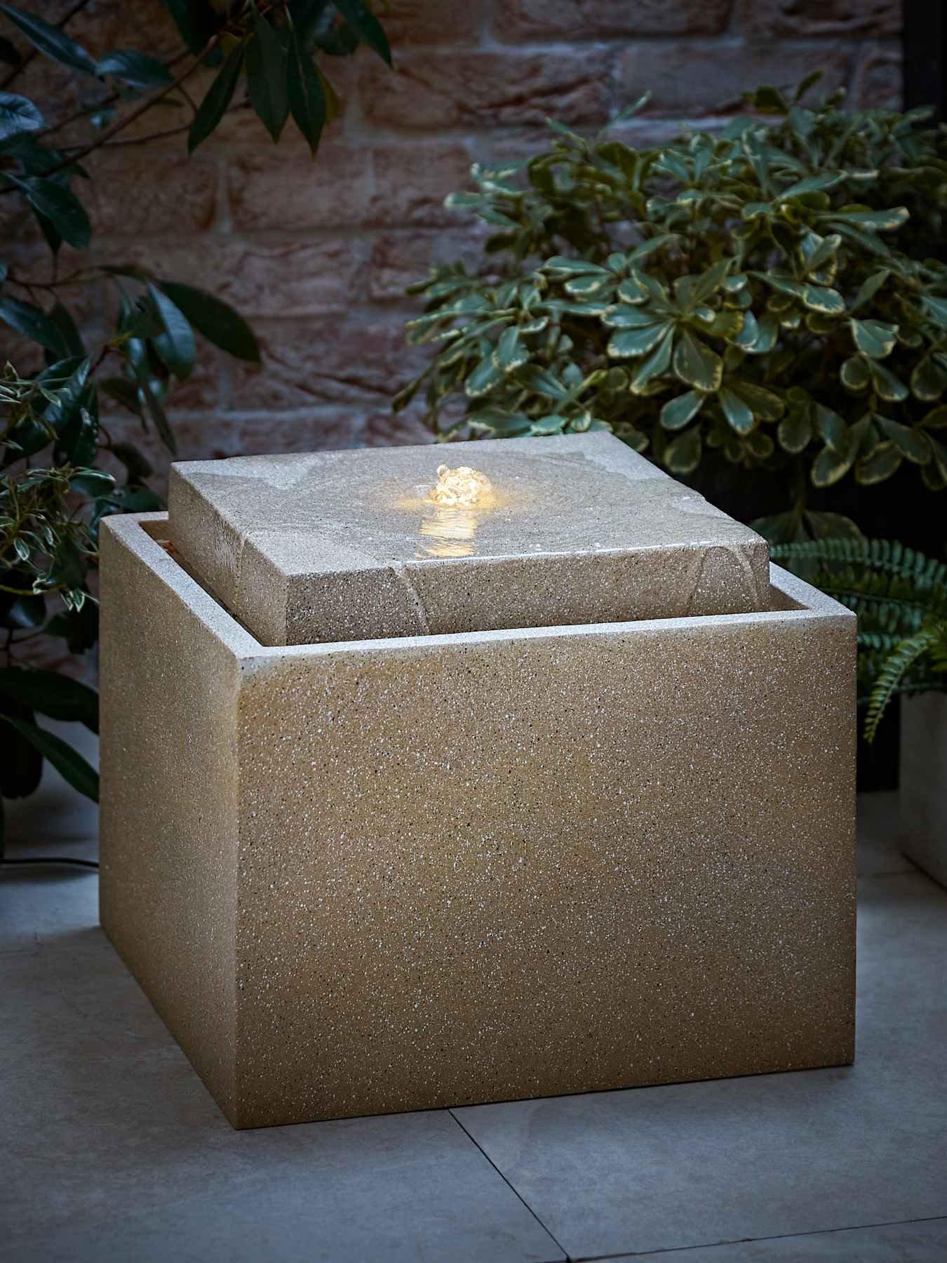 Image 1 of 6 of ValueLights Solar Power Natural Square Outdoor Garden Water Fountain Feature