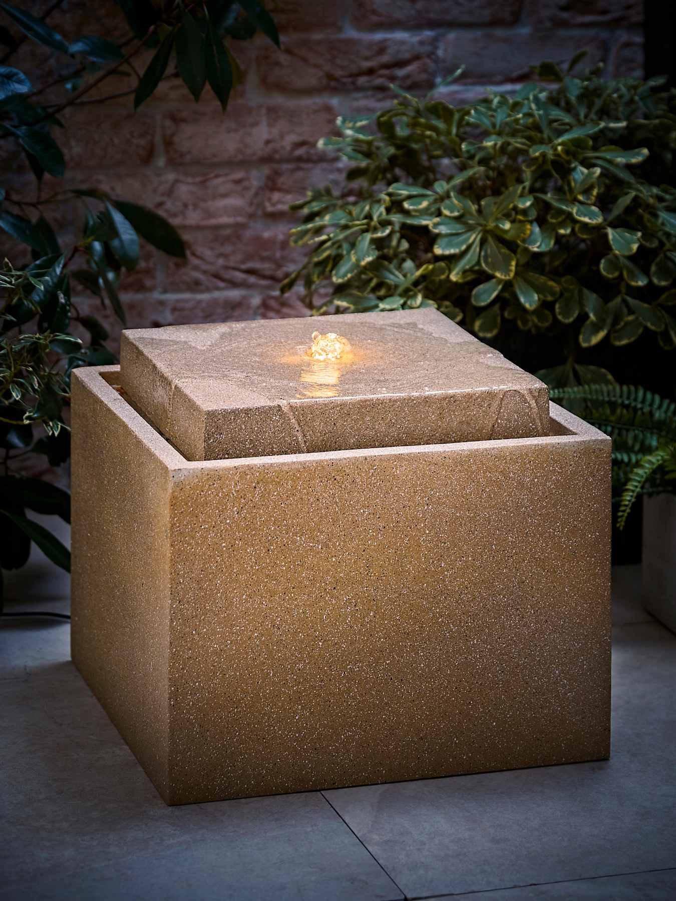 Image 5 of 6 of ValueLights Solar Power Natural Square Outdoor Garden Water Fountain Feature