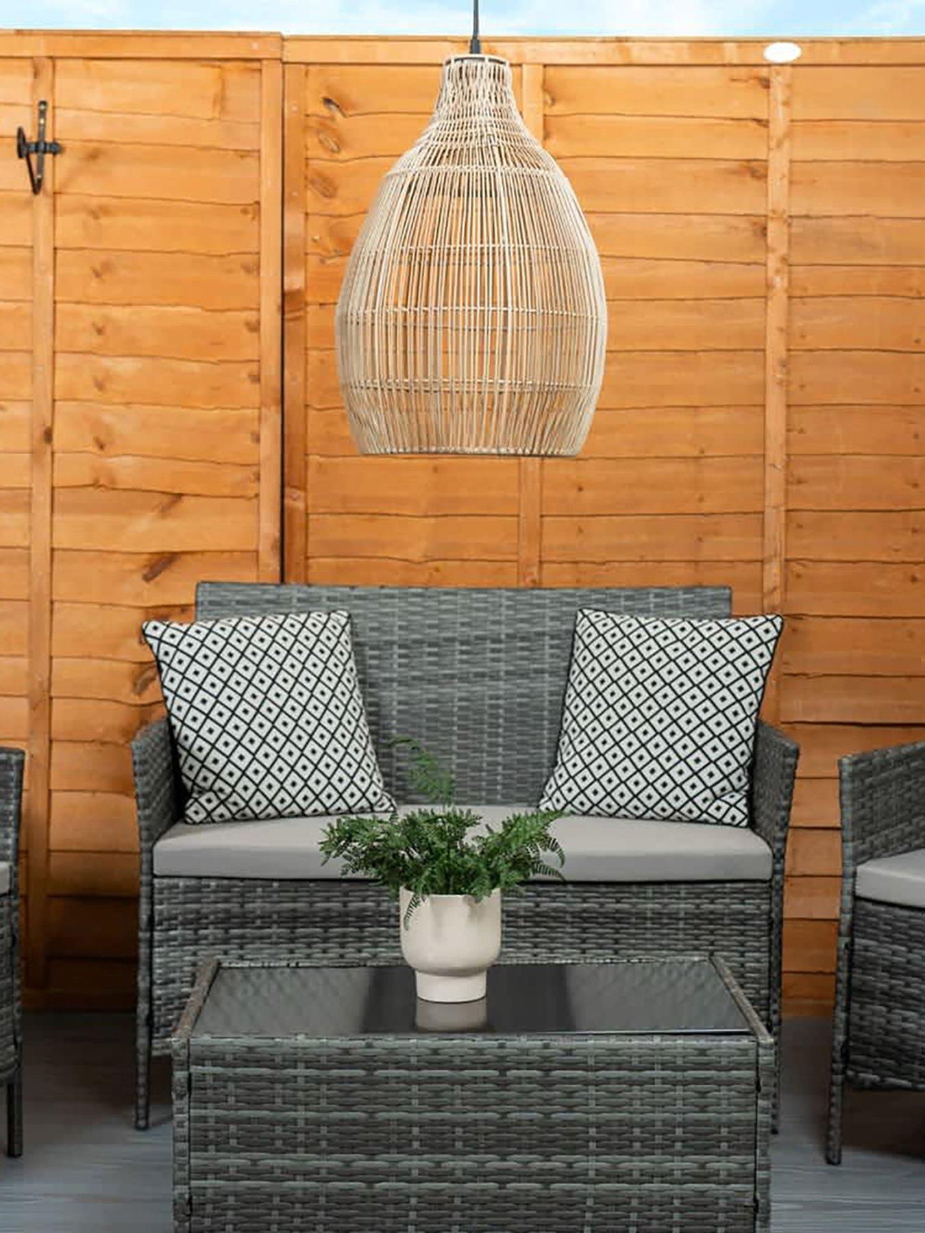 Image 1 of 5 of ValueLights Solar Powered Natural Teardrop Outdoor Hanging Pendant Garden Pergola Light