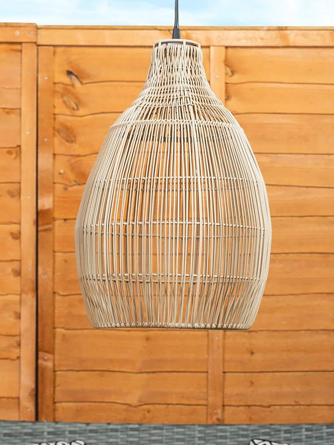 Image 3 of 5 of ValueLights Solar Powered Natural Teardrop Outdoor Hanging Pendant Garden Pergola Light