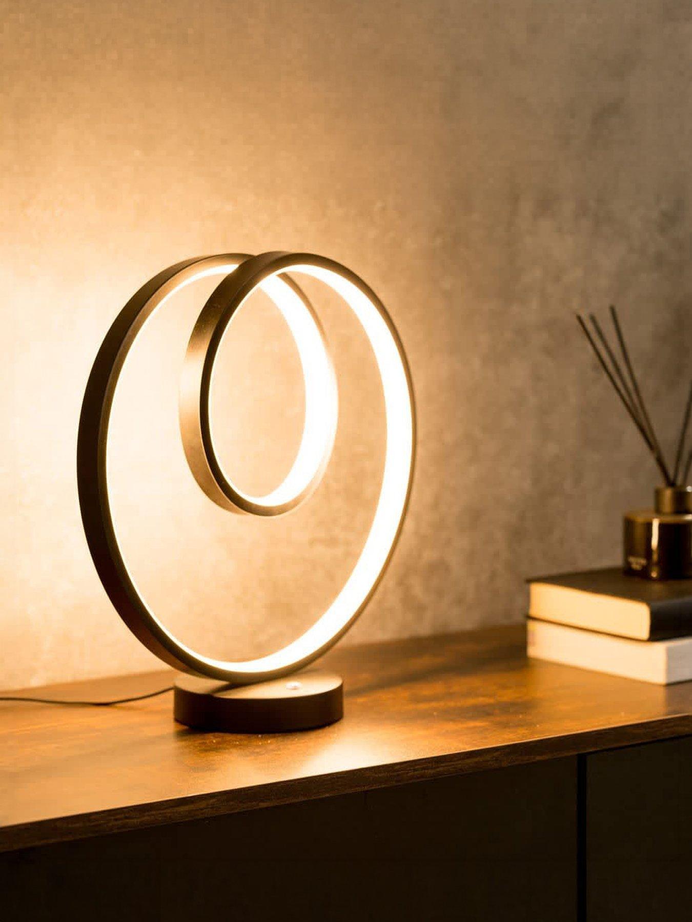 Image 1 of 4 of ValueLights Infinity Matt Black Loop Integrated Led Touch Table Lamp In Warm White