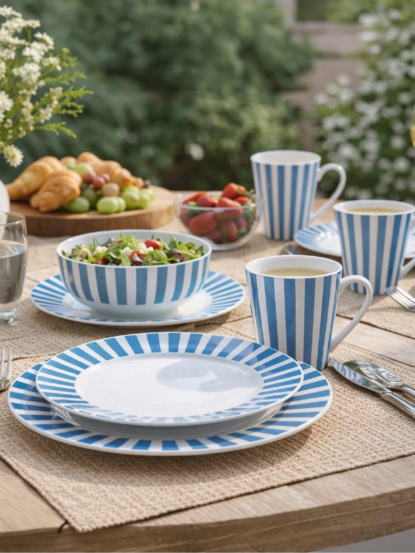 Image 1 of 4 of WATERSIDE 24 Blue Stripe Dinner Set