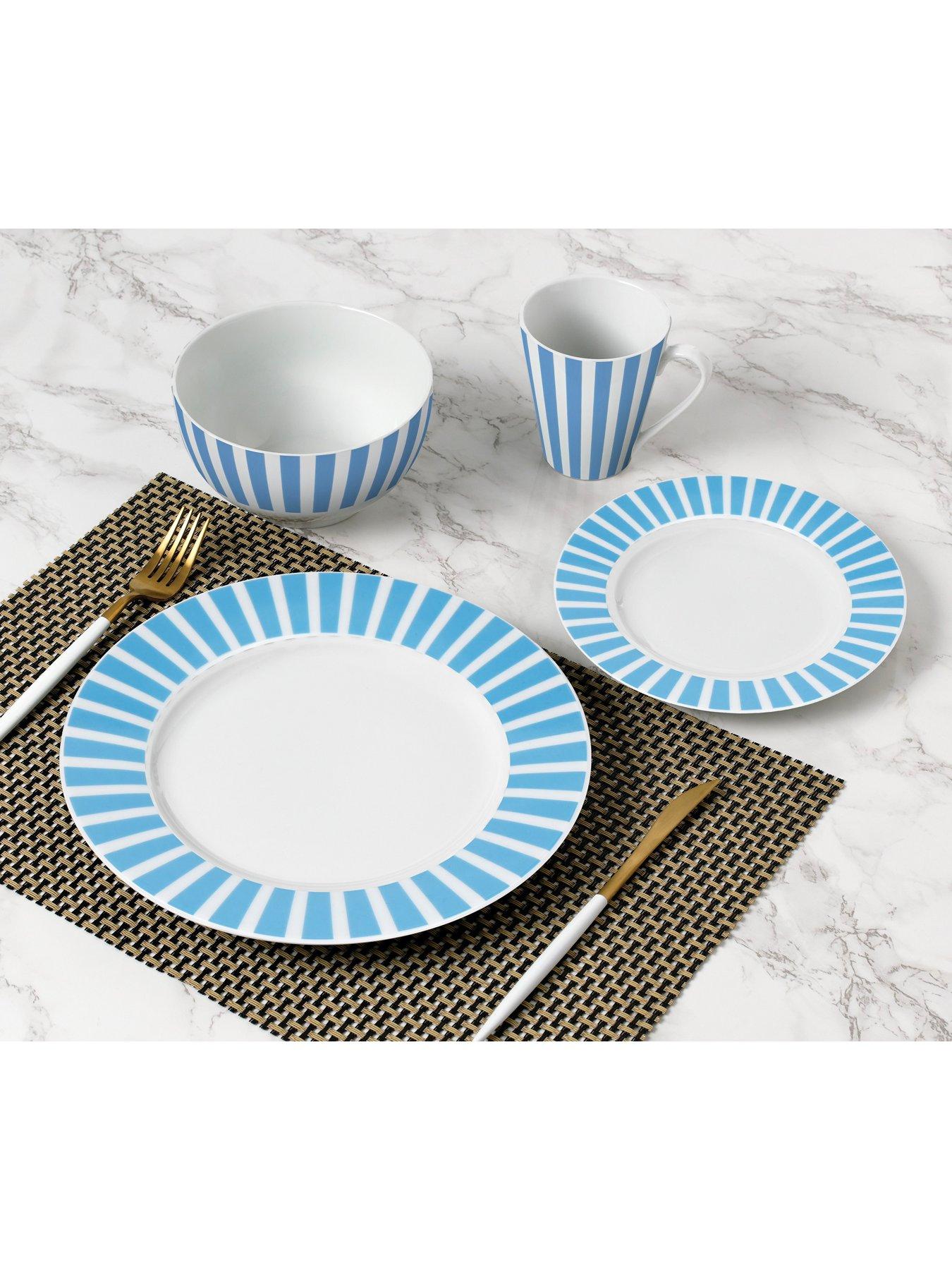 Image 3 of 4 of WATERSIDE 24 Blue Stripe Dinner Set