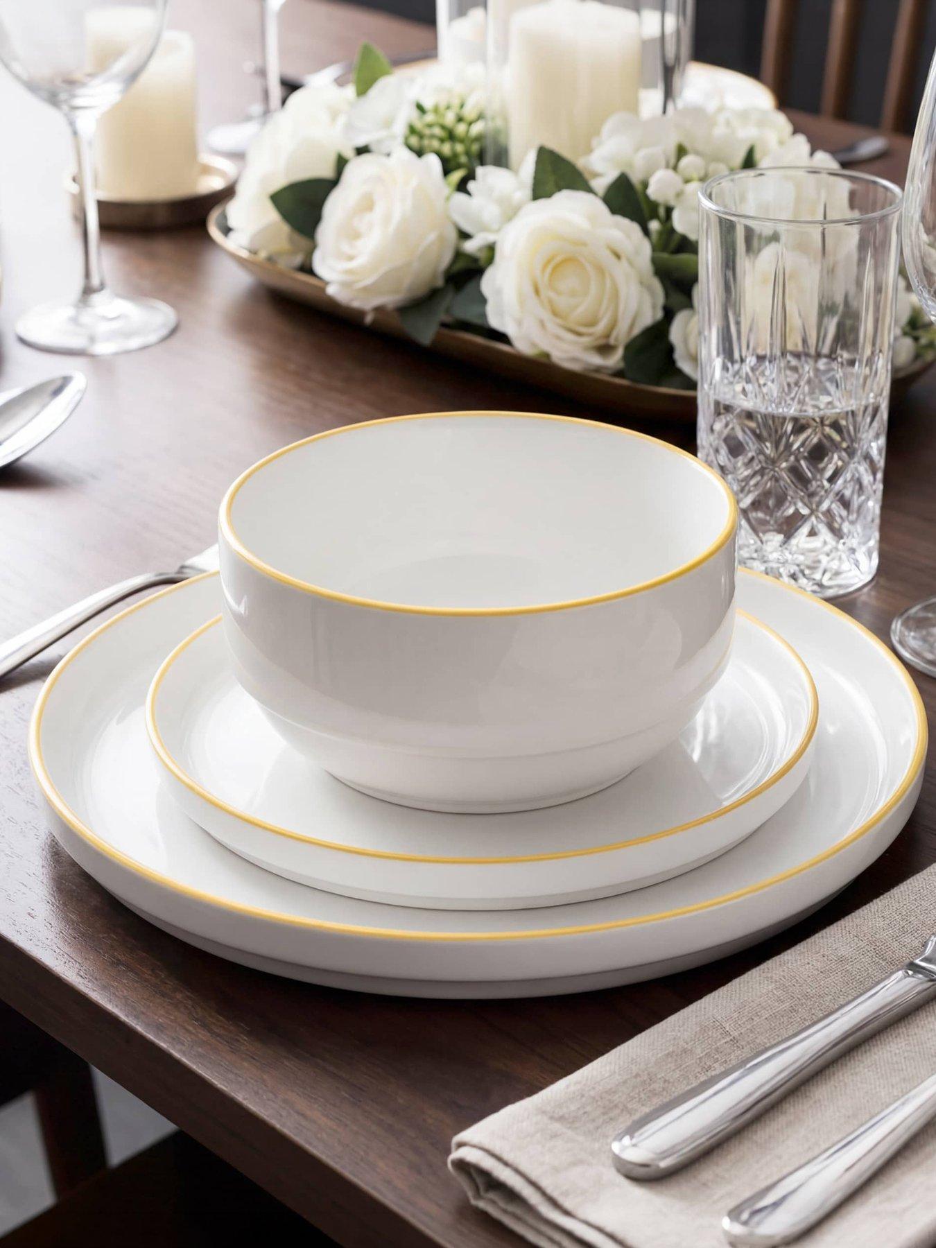 WATERSIDE 12pc Stacking Yellow Rim