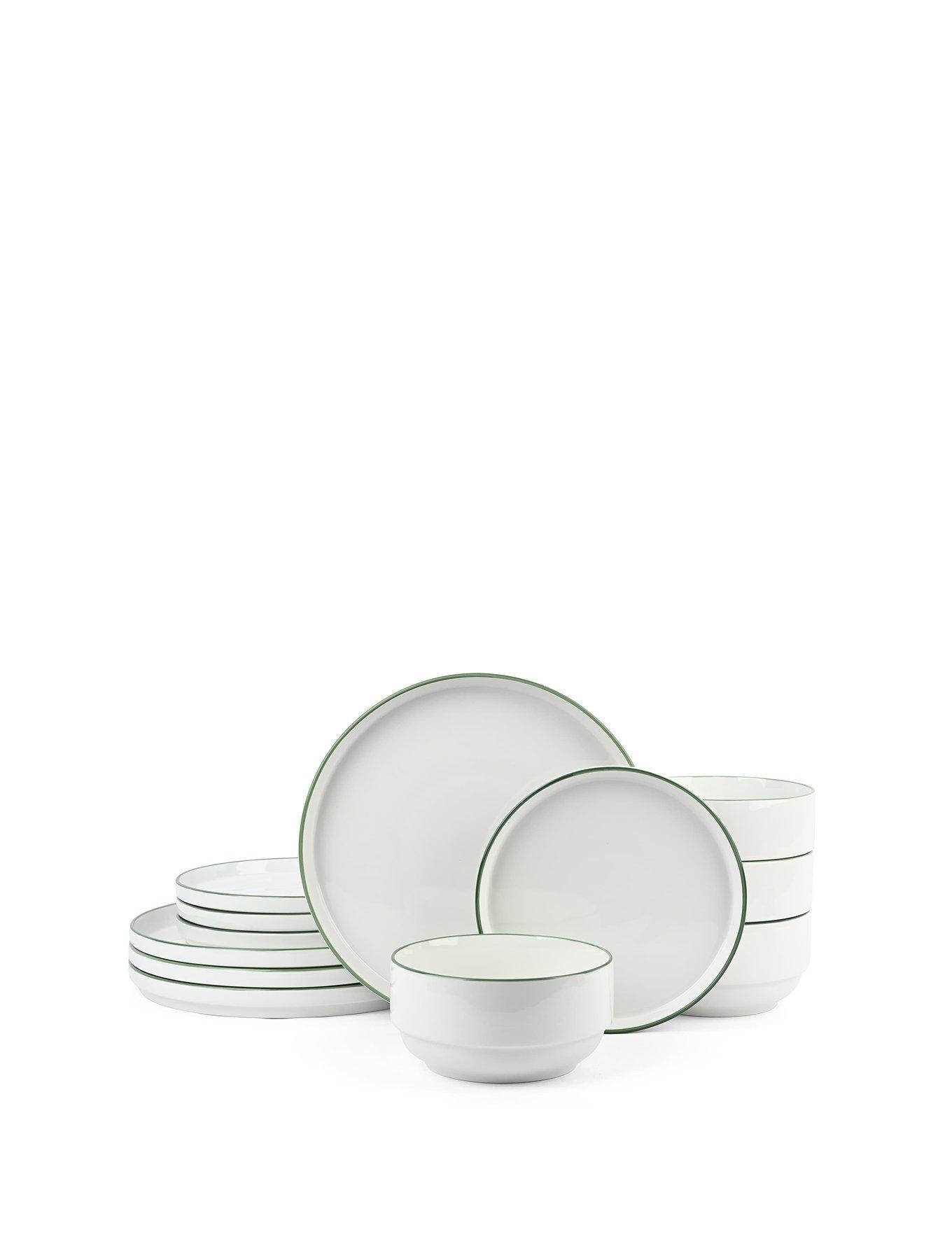 Image 2 of 5 of WATERSIDE 12pc Stacking Green Rim